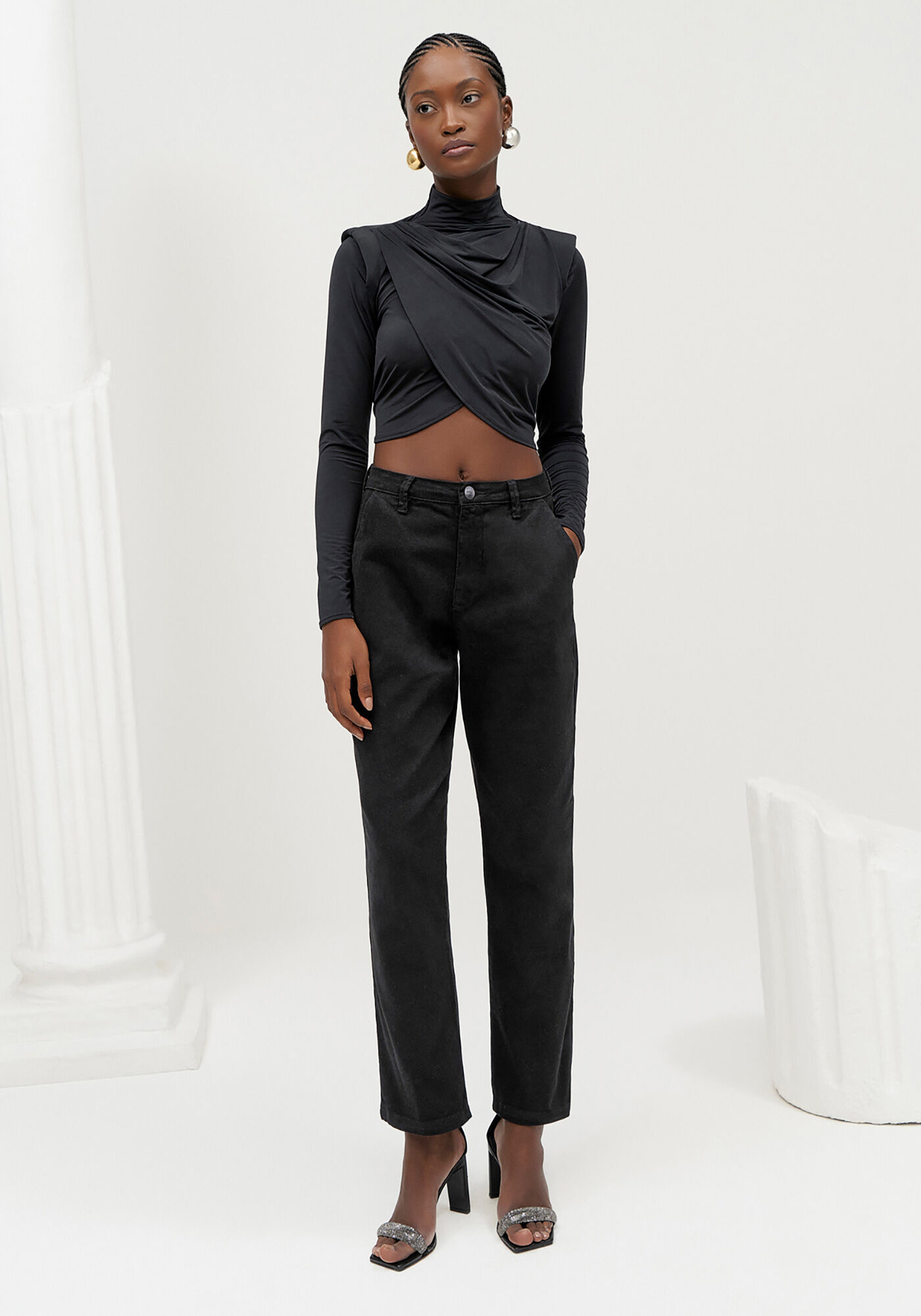 Cal&ccedil;a Sarja Slim Alfaiataria Cropped, PRETO REATIVO, large.