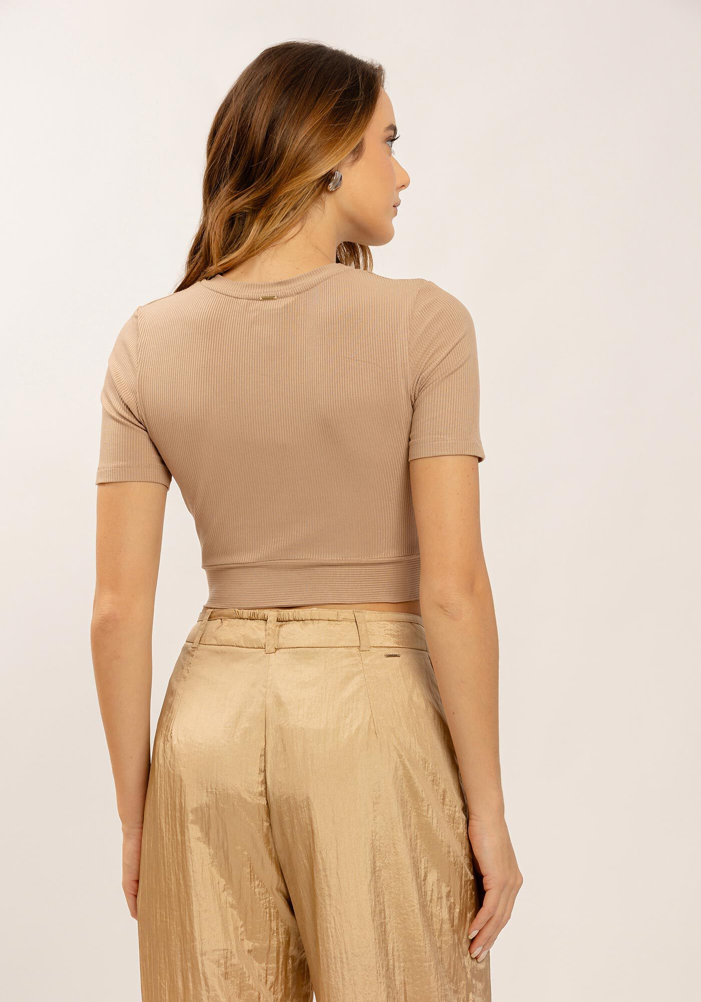 Blusa Cropped Canelada com Recorte Barra, , large.