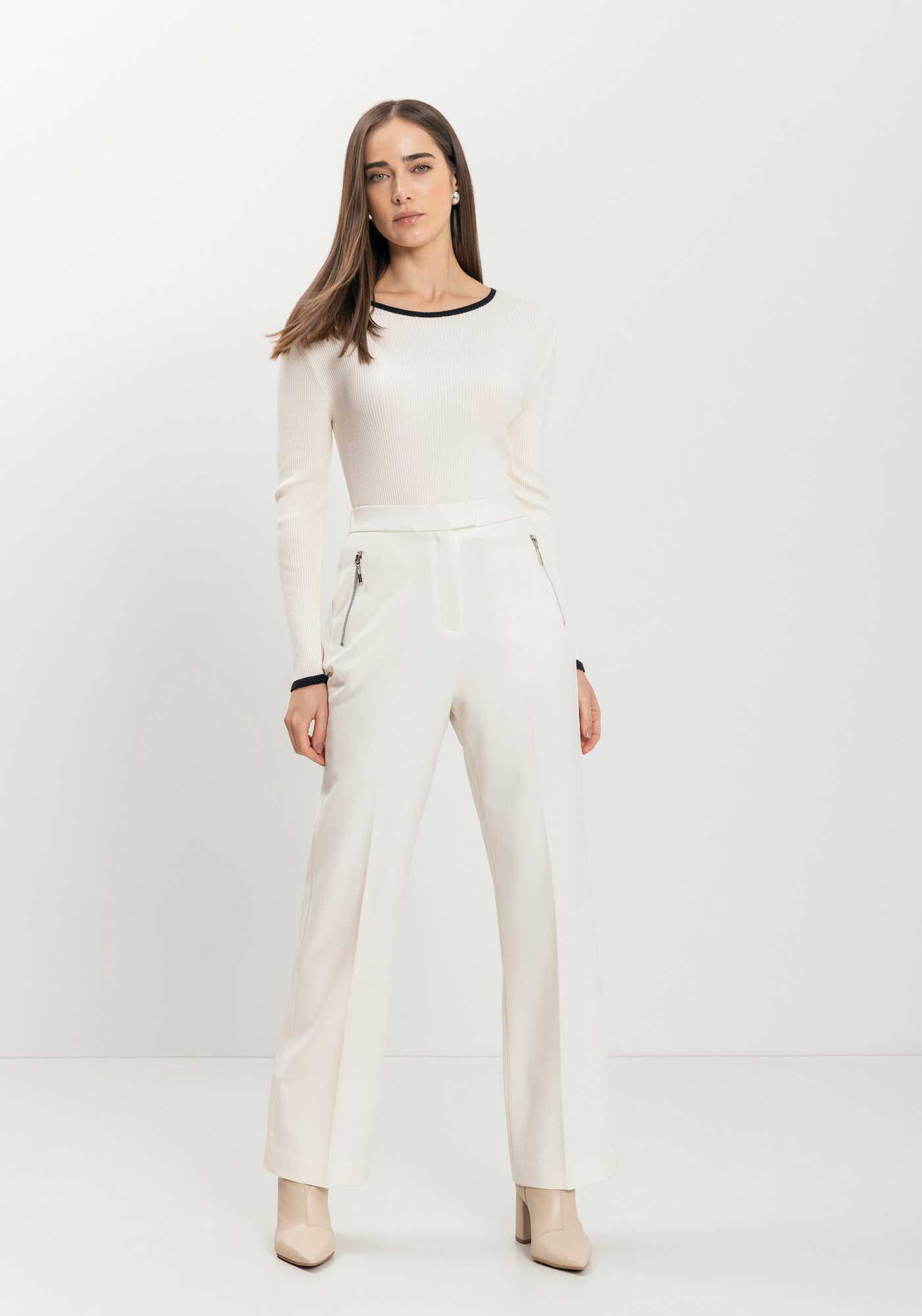 Cal&ccedil;a Reta De Cintura M&eacute;dia Com Z&iacute;peres, , large.