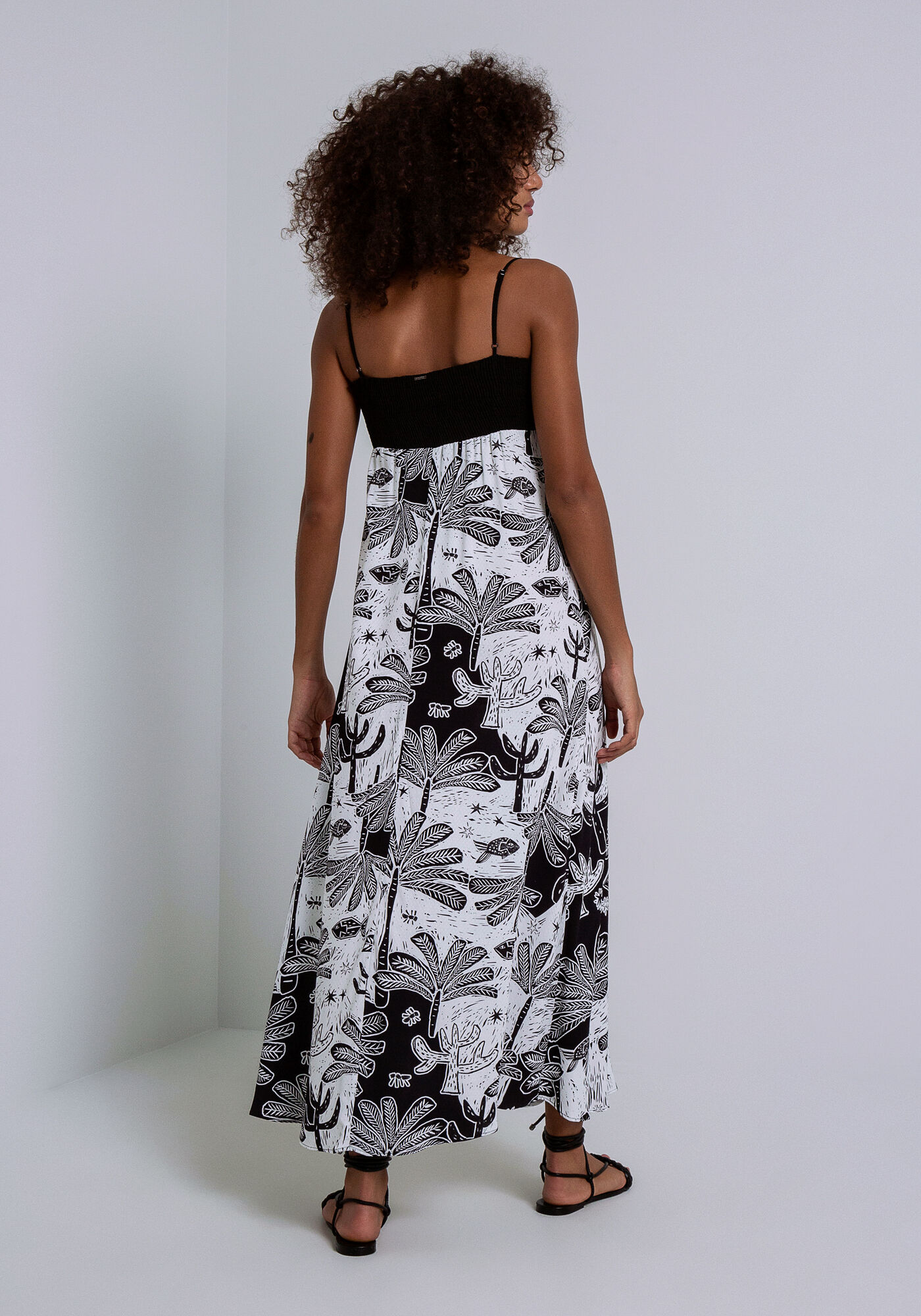 Vestido Midi em Linho com Bordado Decote, XILOGRAVURA, large.