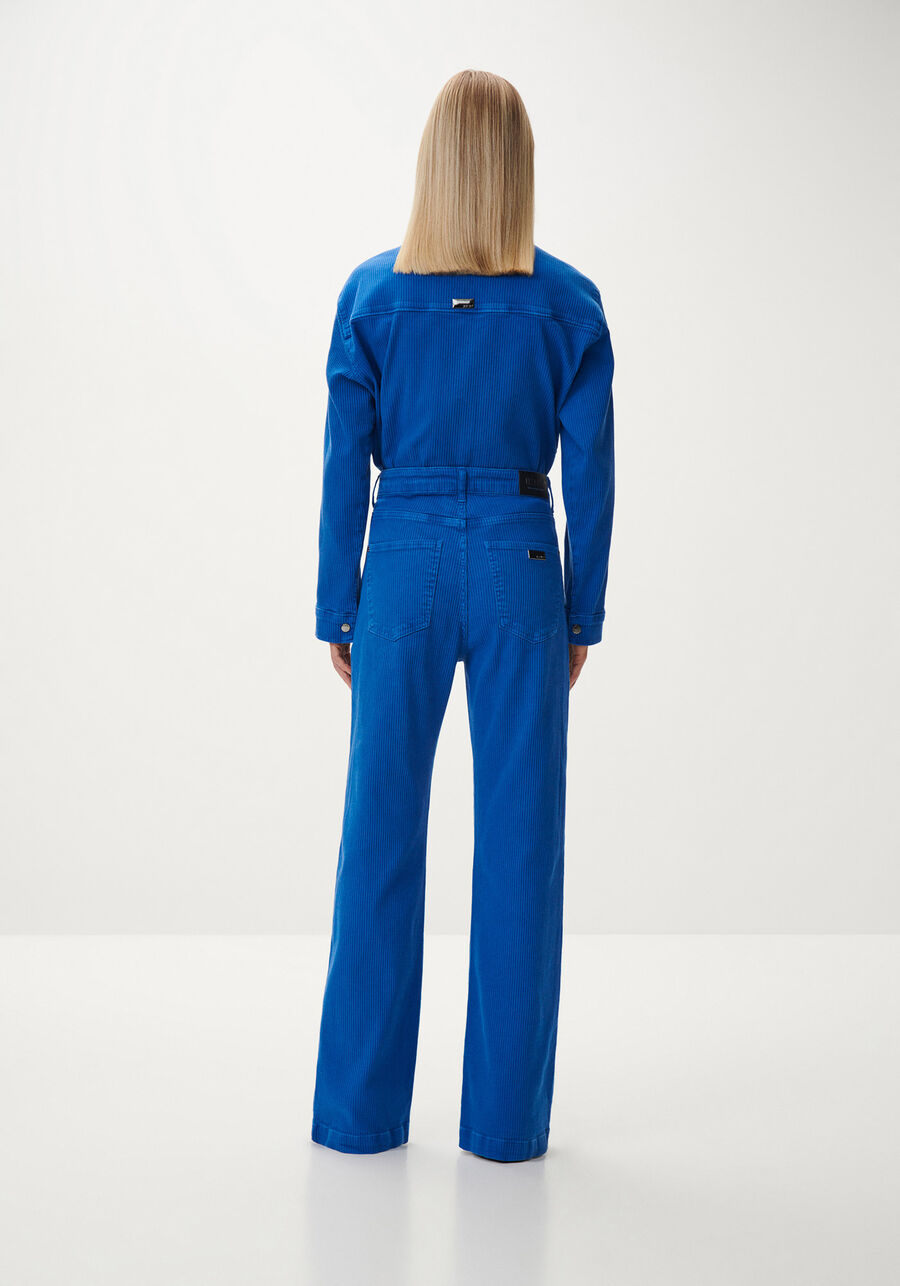 Calça Cotelê Wide Leg com Cintura Super Alta, AZUL BLUE BELL. Calça Cotelê Wide Leg com Cintura Super Alta, AZUL BLUE BELL, large.