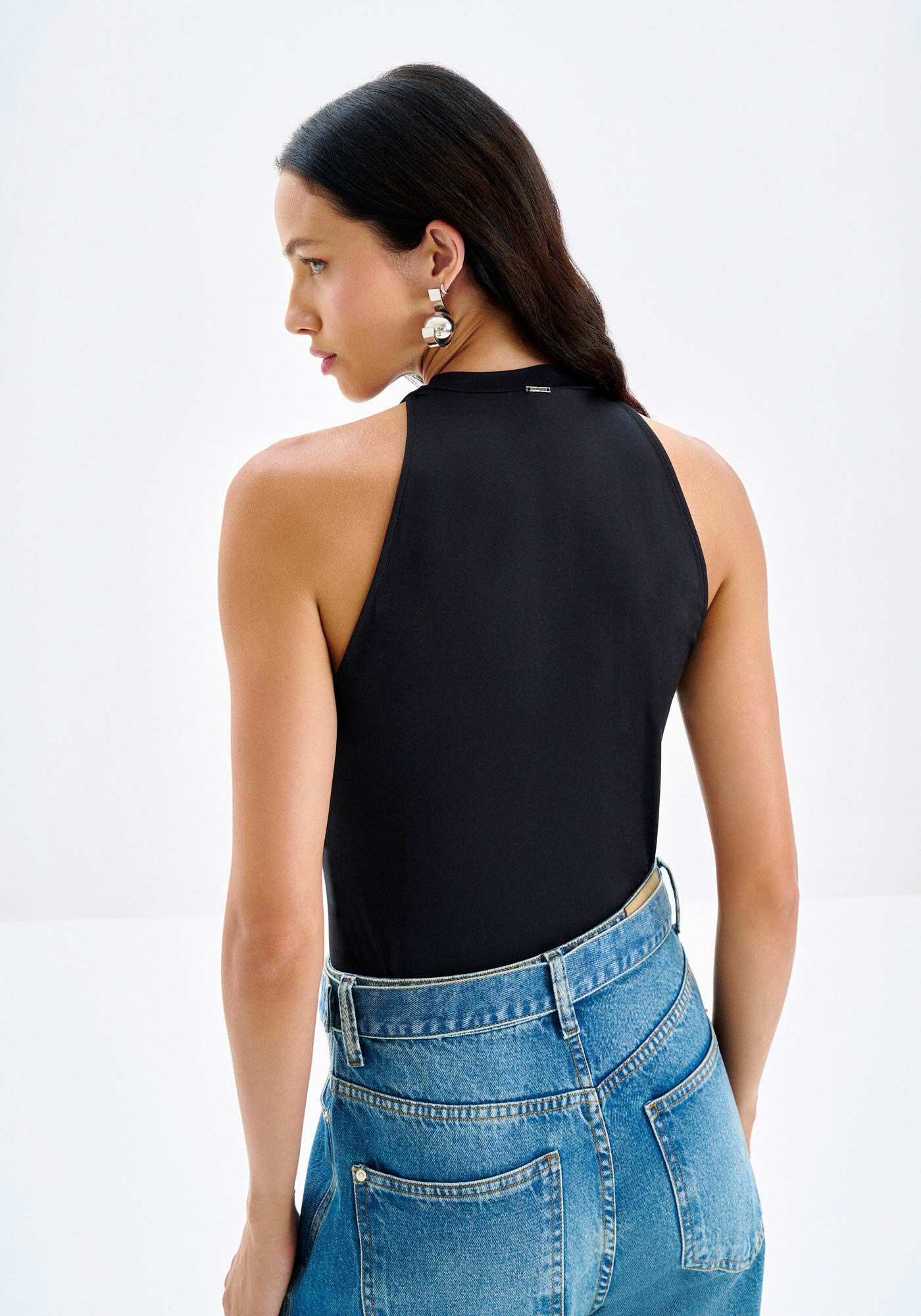 Blusa Halter Neck em Malha Aveludada, , large.