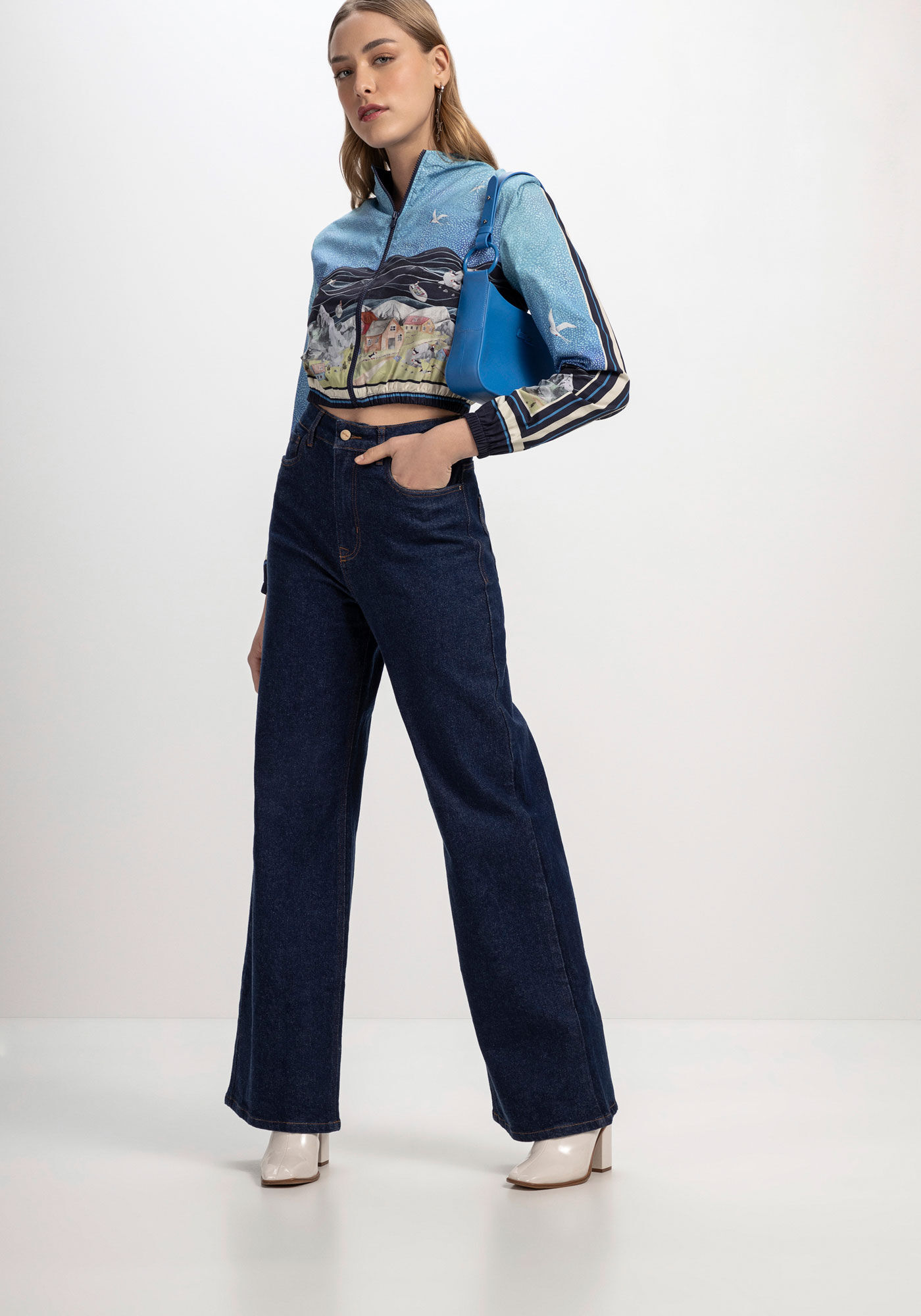 Jaqueta Estampada em Tricoline com Ombreiras, UTOPIA, large.