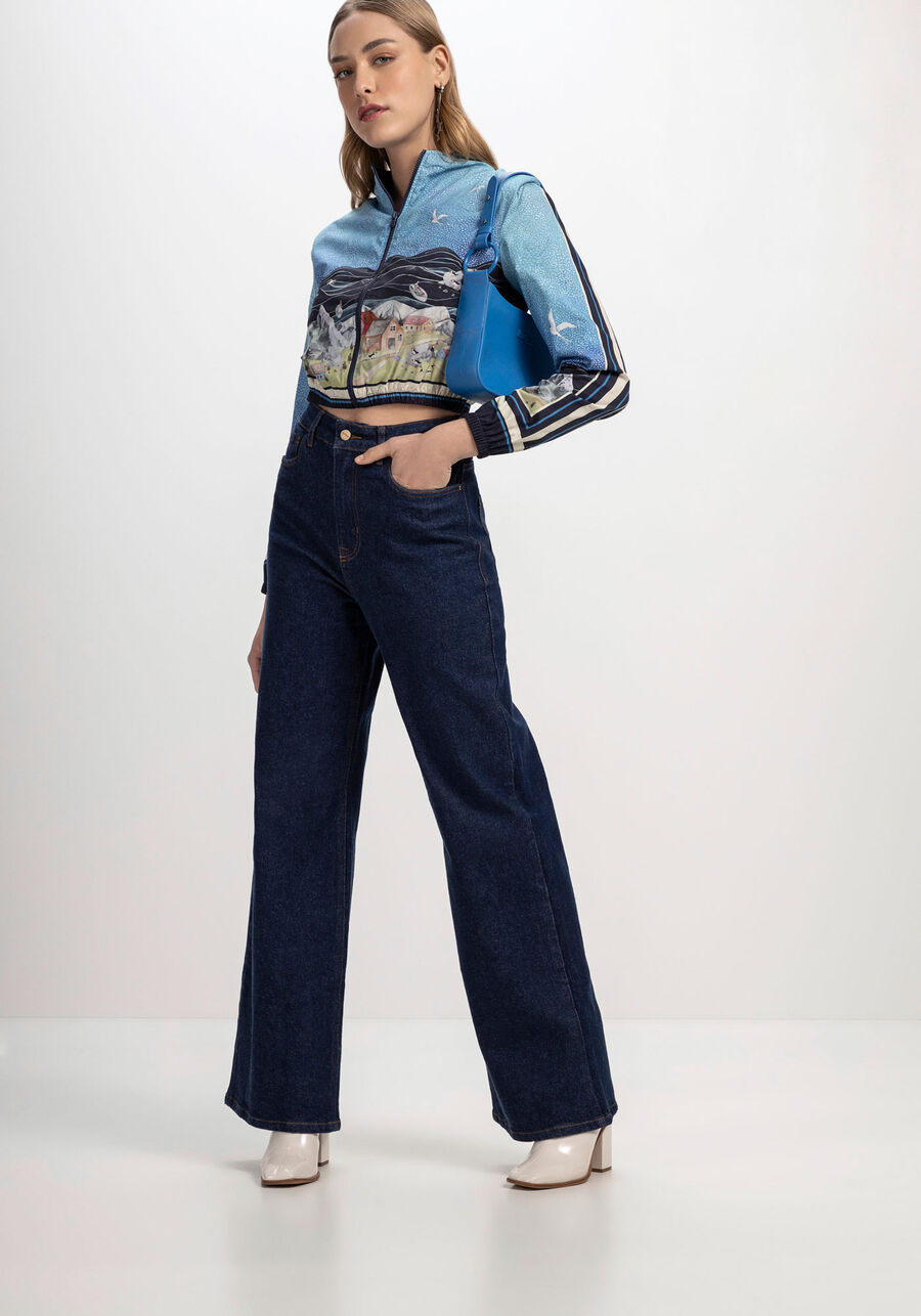 Jaqueta Estampada em Tricoline com Ombreiras, . Jaqueta Estampada em Tricoline com Ombreiras, , large.