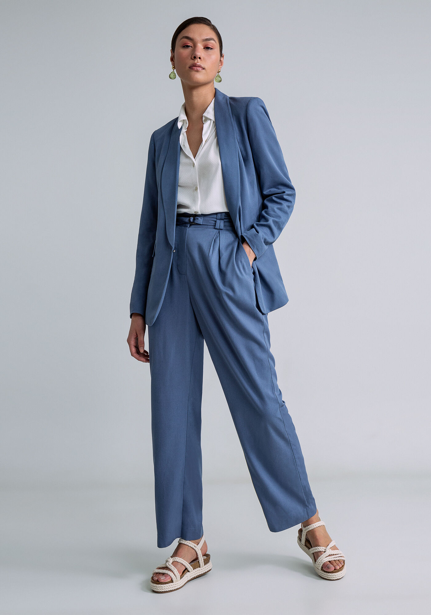 Blazer Manga Longa Boyfriend, AZUL, large.