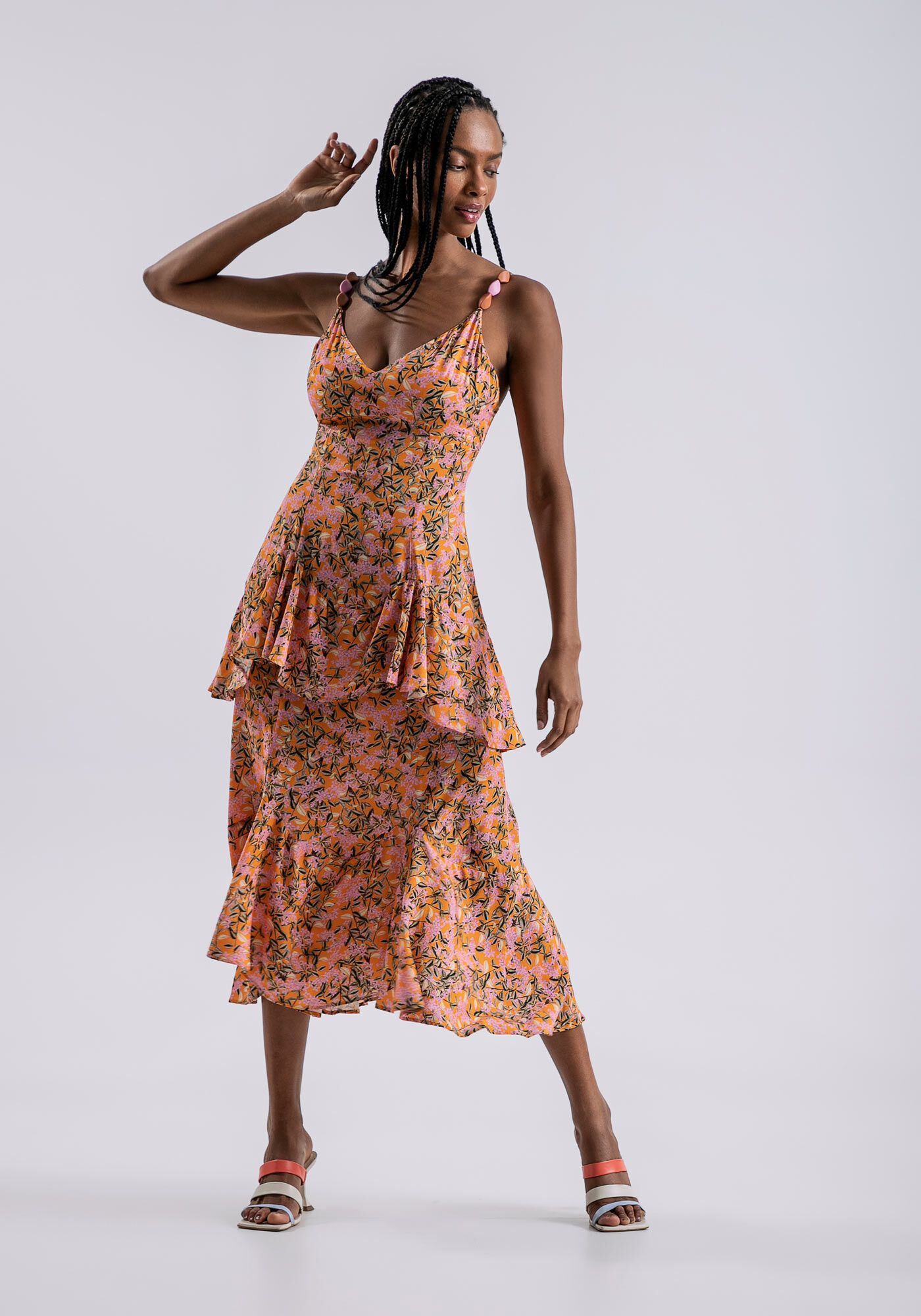 Vestido hotsell midi babado