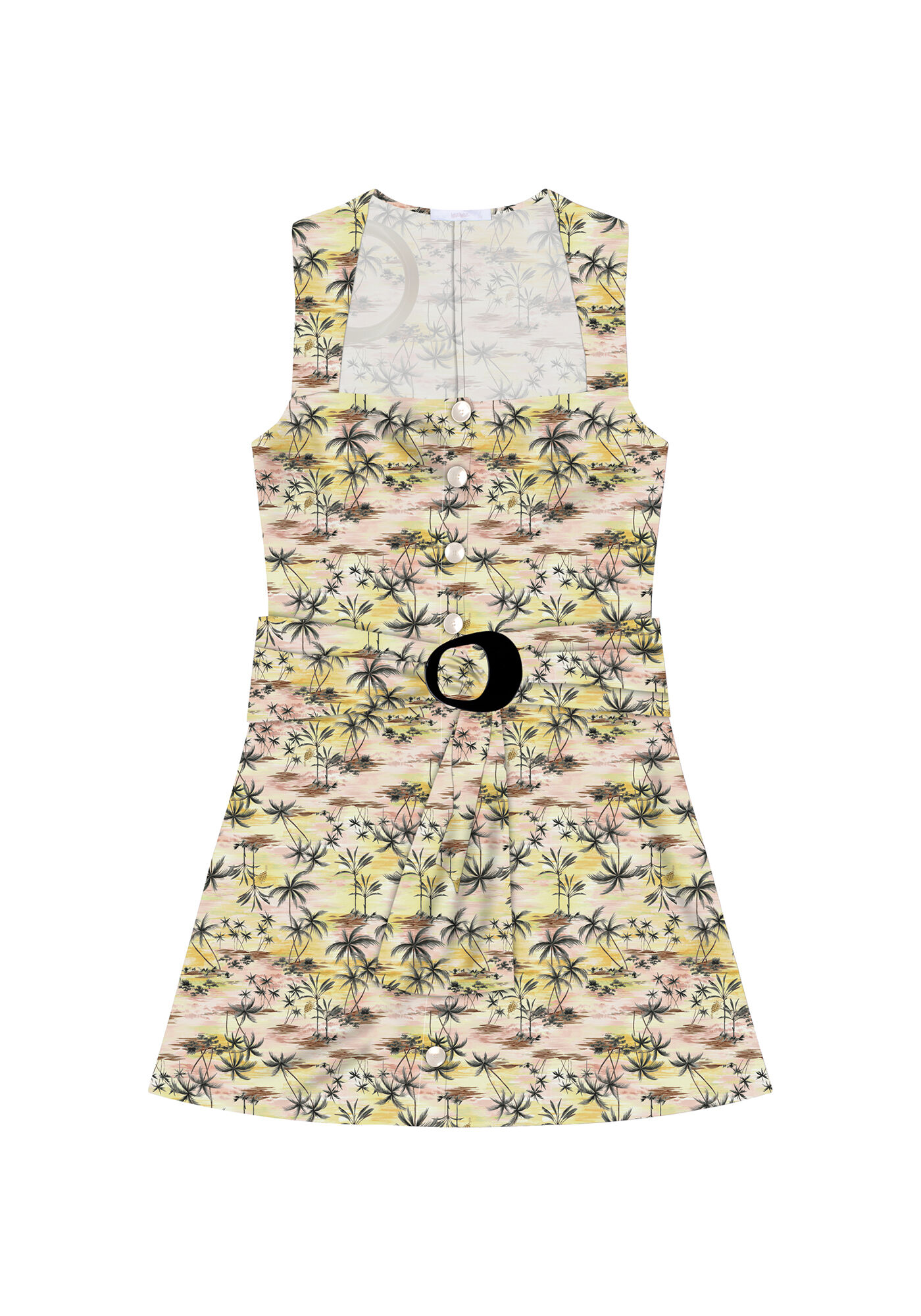 Vestido Decote Reto Estampado Cinto, DUNAS, large.