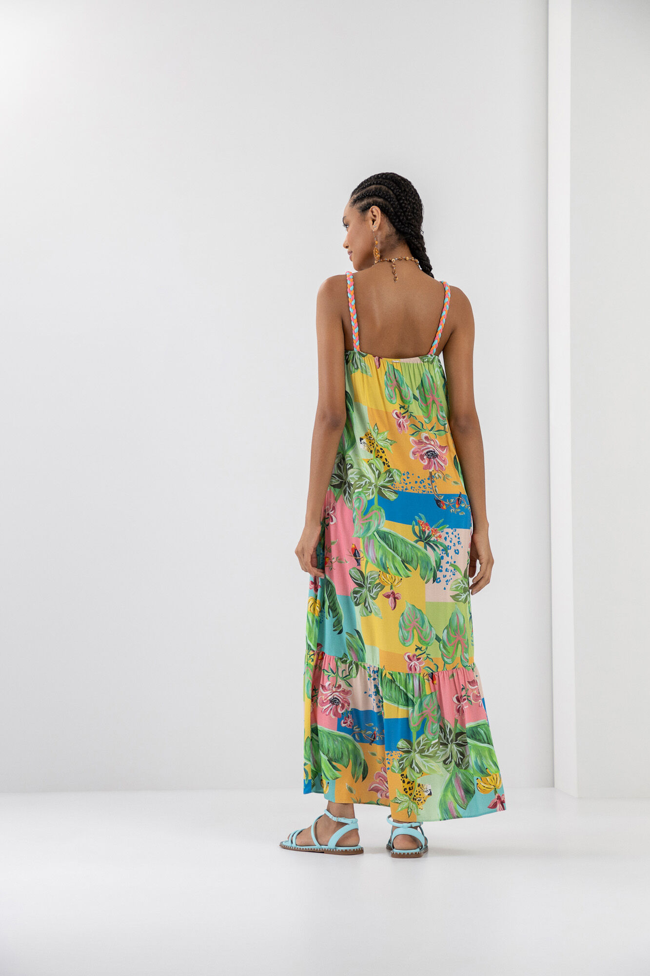 Vestido longo top de tecido estampado