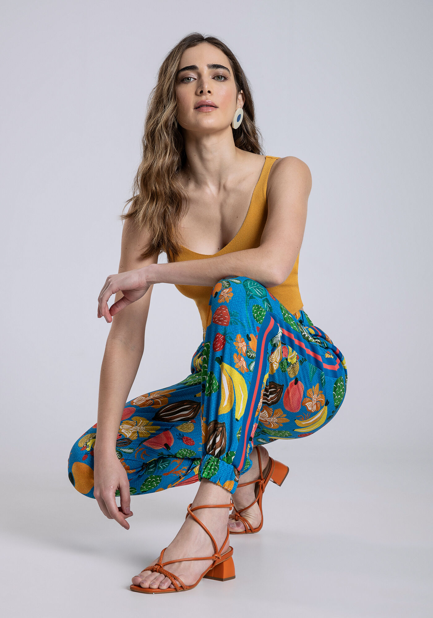 Cal&ccedil;a Jogging em Viscose Estampada, GRAVIOLA, large.