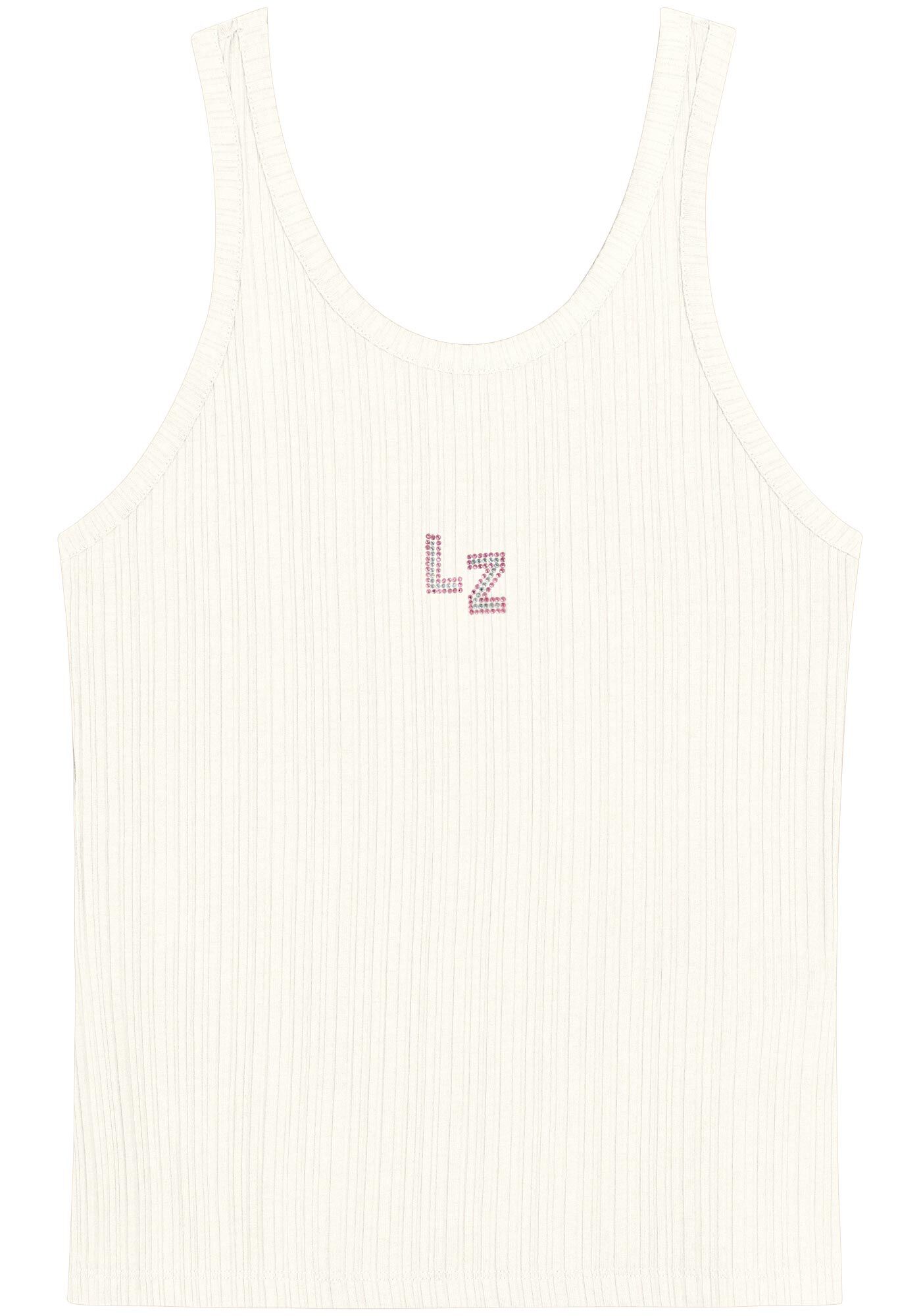 Blusa Regata De Al&ccedil;as Em Malha Canelada Com Strass, , large.