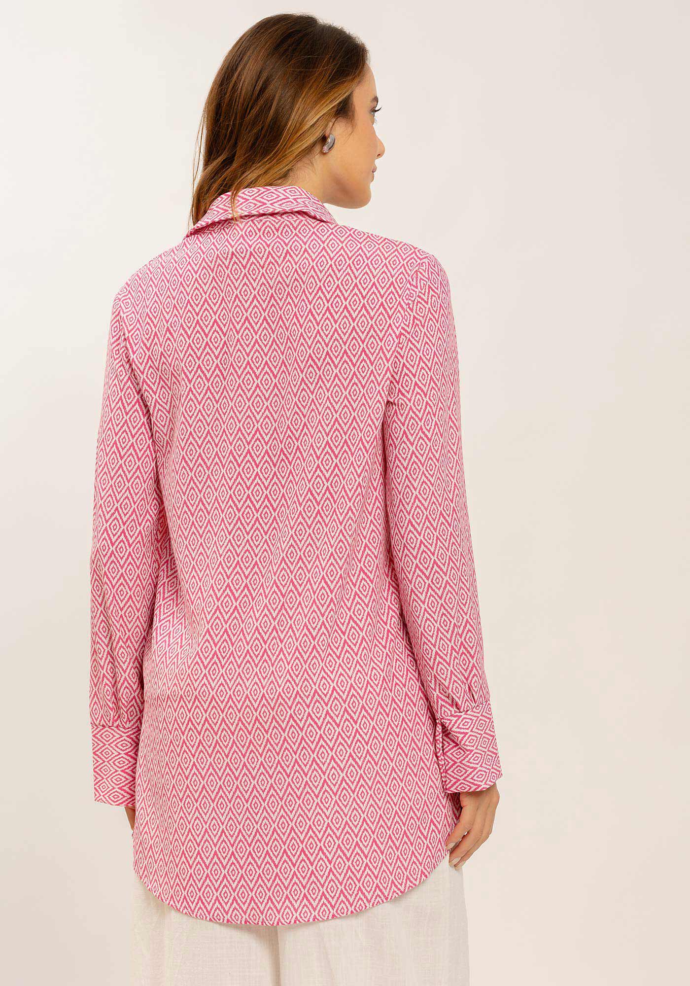 Camisa Alongada Manga Longa com Estampa Len&ccedil;o, , large.