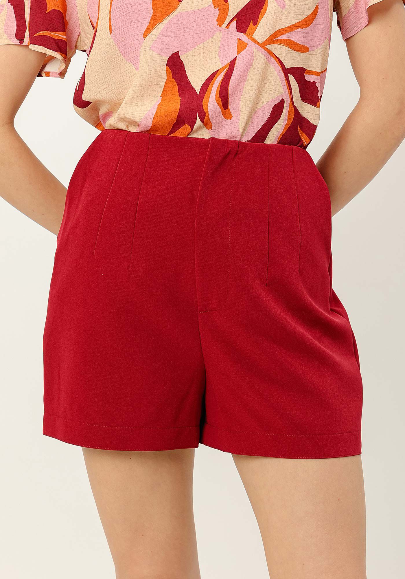 Shorts Cintura Alta Alfaiataria com Bolsos, , large.