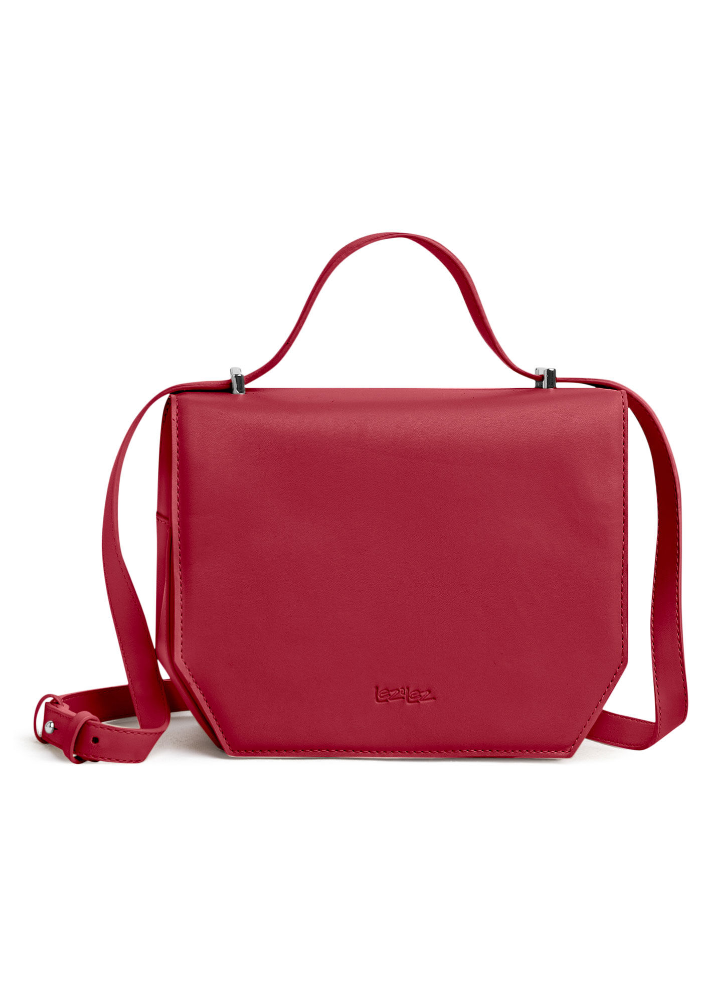 Bolsa M&eacute;dia Estruturada com Detalhe Al&ccedil;a, VERMELHO ALMOND, large.