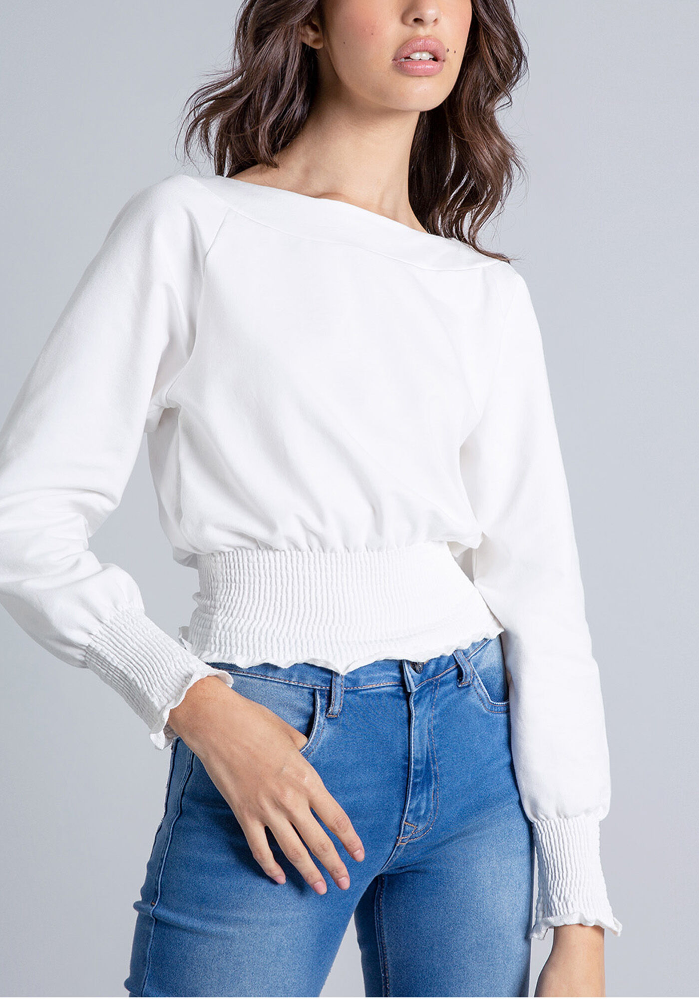 Blusa Cropped Manga Longa, , large.