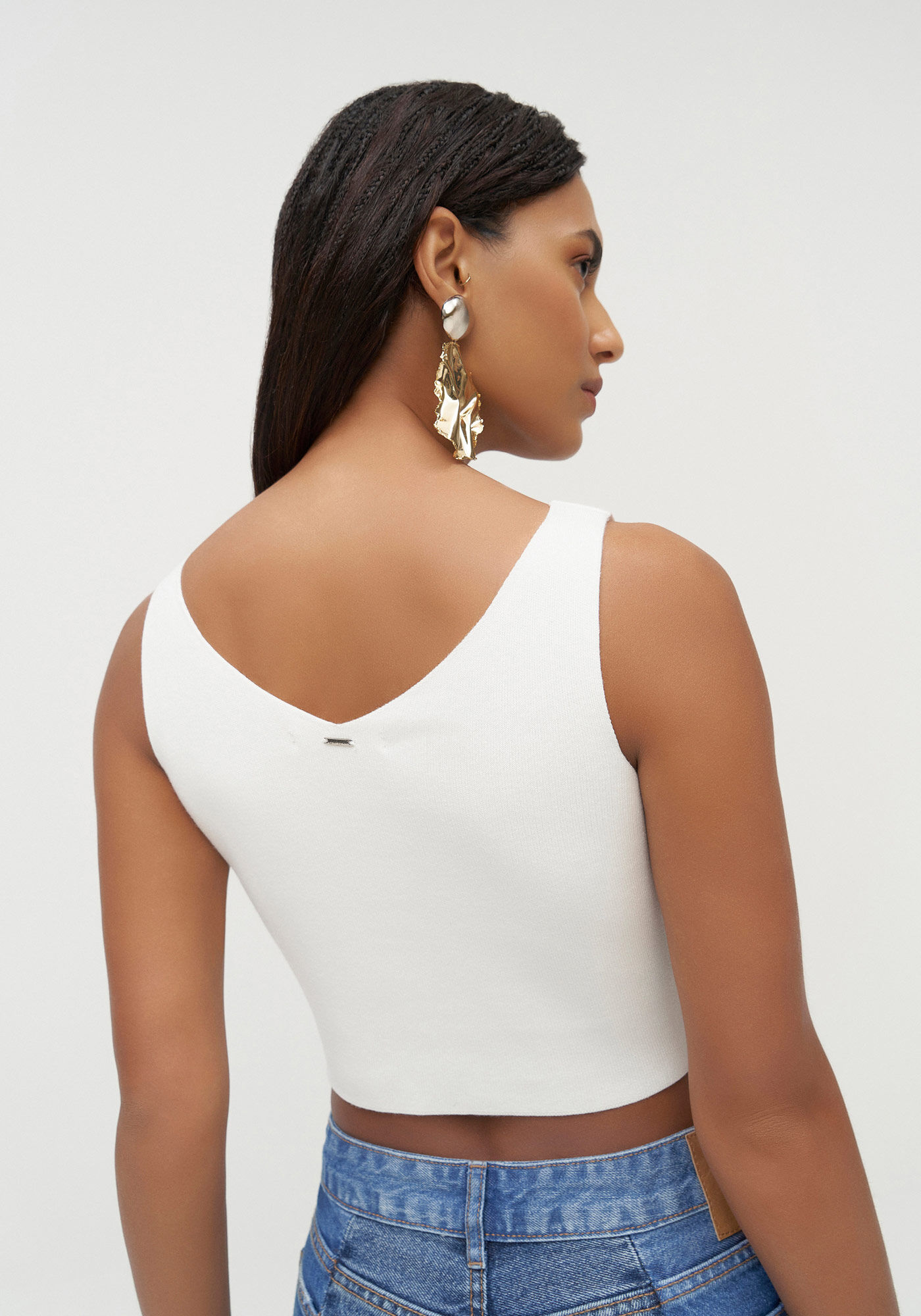 Blusa Cropped em Tric&ocirc; Basic, , large.