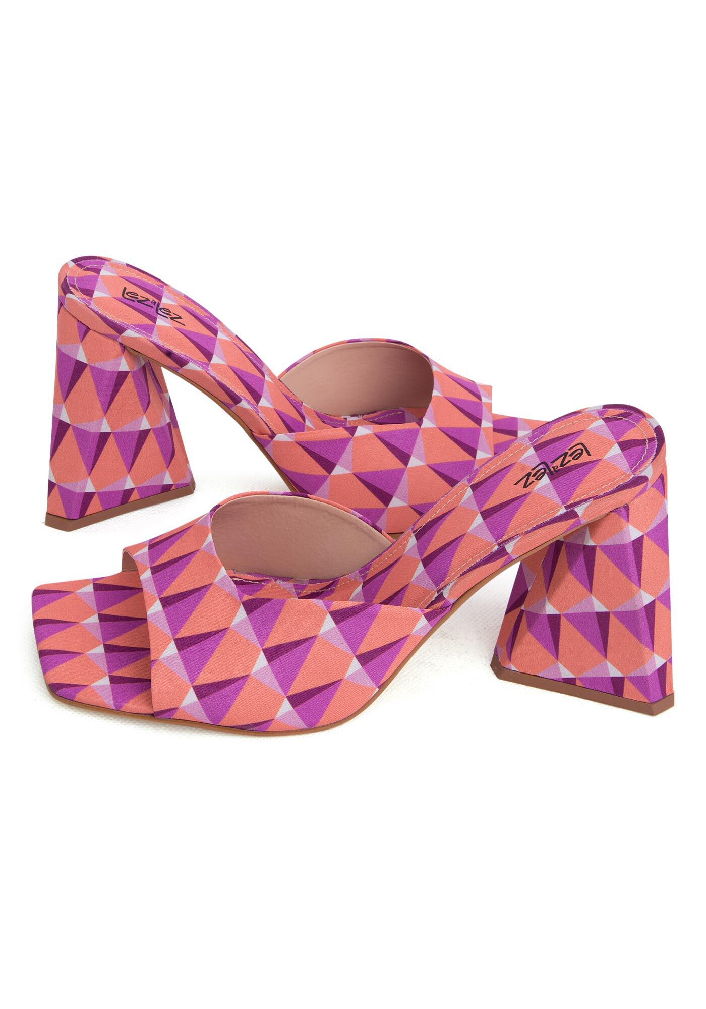 Sand&aacute;lia Mule Estampado com Salto Flare, ICEBERG, large.