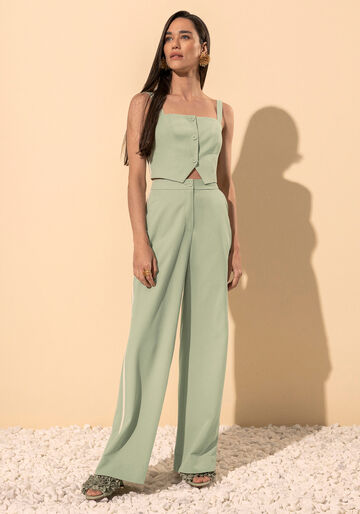 Blusa Cropped De Alças Com Botões E Elástico Nas Costas, VERDE SPA. Blusa Cropped De Alças Com Botões E Elástico Nas Costas, VERDE SPA, large.