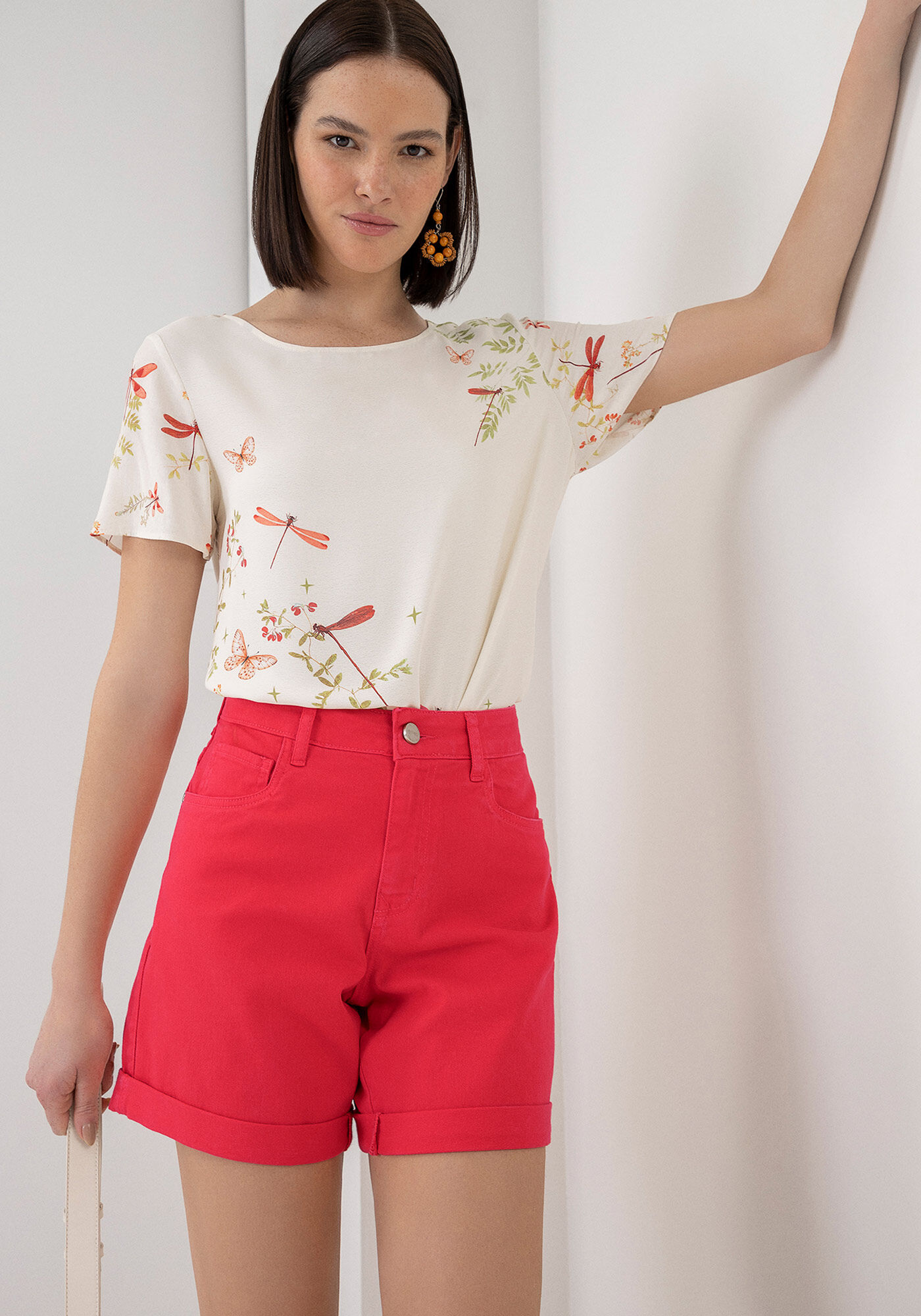 Bermuda Sarja Boyfriend com Elasticidade, , large.