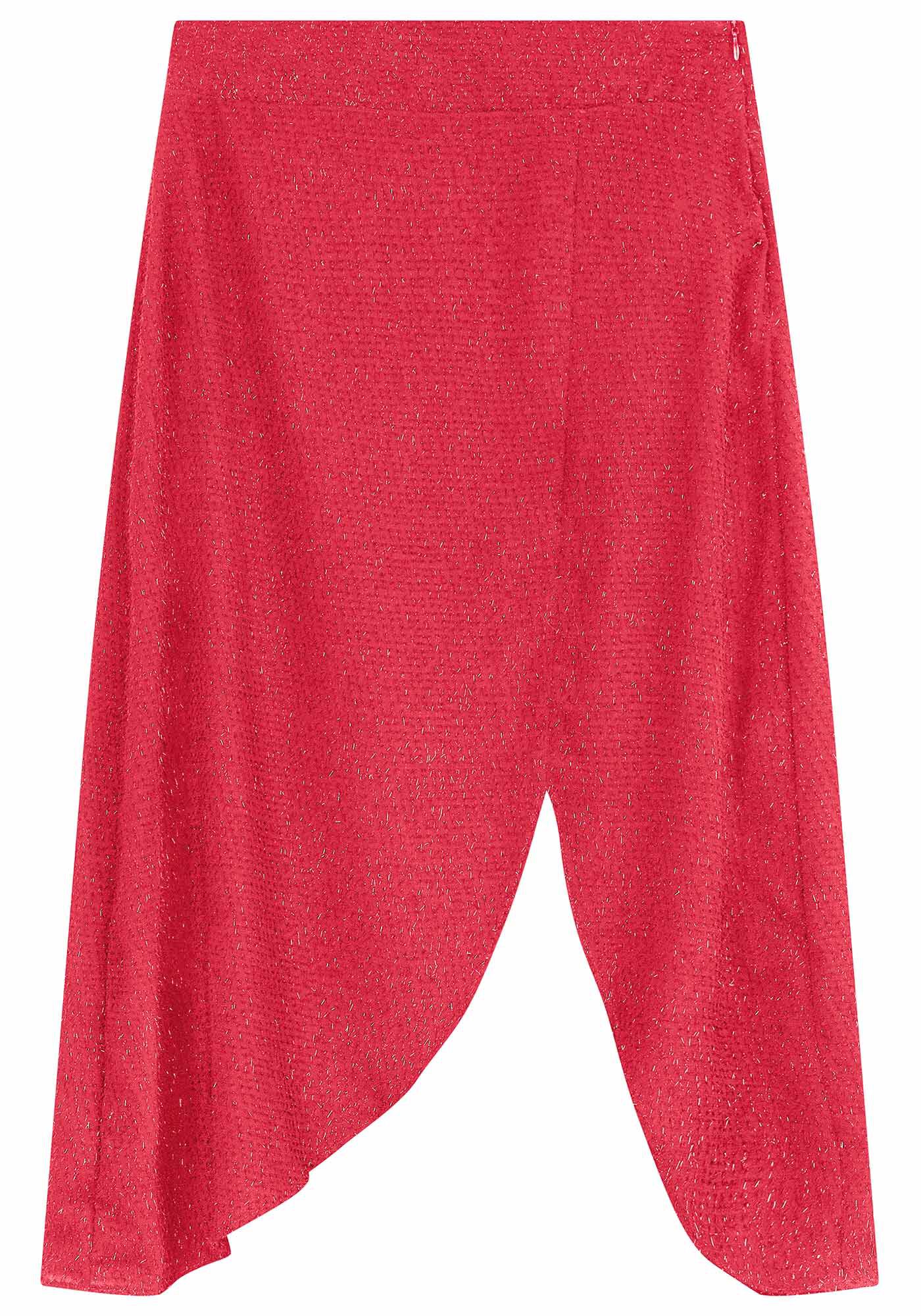 Saia Midi Texturizada com Fenda e Brilho, , large.