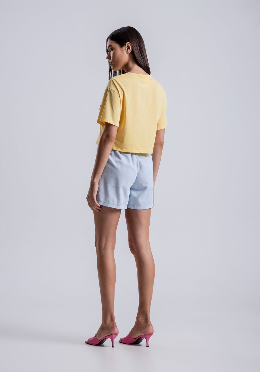 Blusa Cropped em Malha com Pingentes, AMARELO LIMONADA. Blusa Cropped em Malha com Pingentes, AMARELO LIMONADA, large.