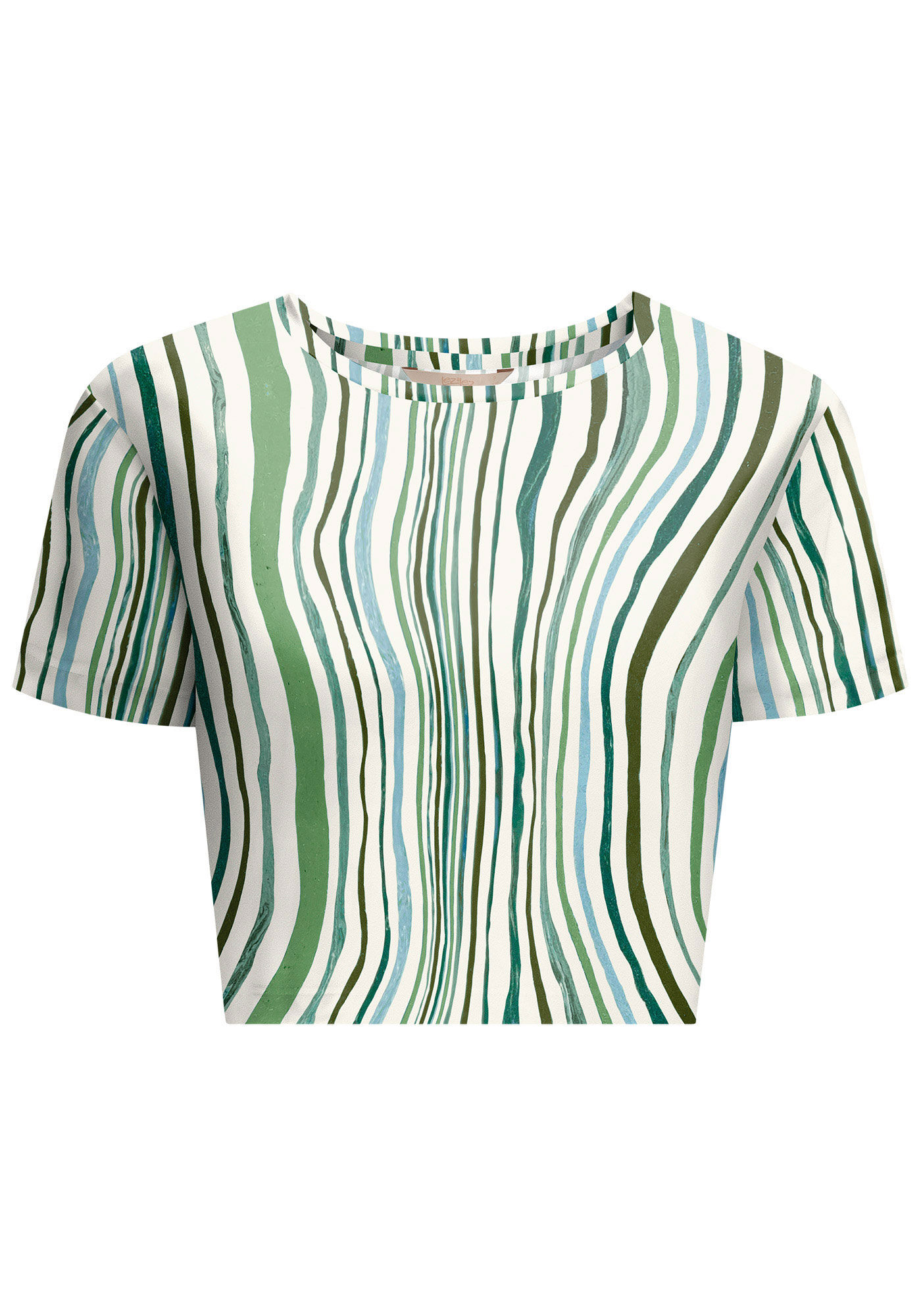 Blusa Cropped Manga Curta em Malha Estampada, , large.