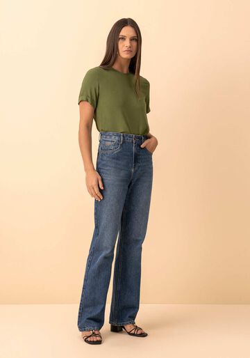 Blusa De Mangas Curtas Com Bordado Localizado Essential, VERDE FLORENA. Blusa De Mangas Curtas Com Bordado Localizado Essential, VERDE FLORENA, large.