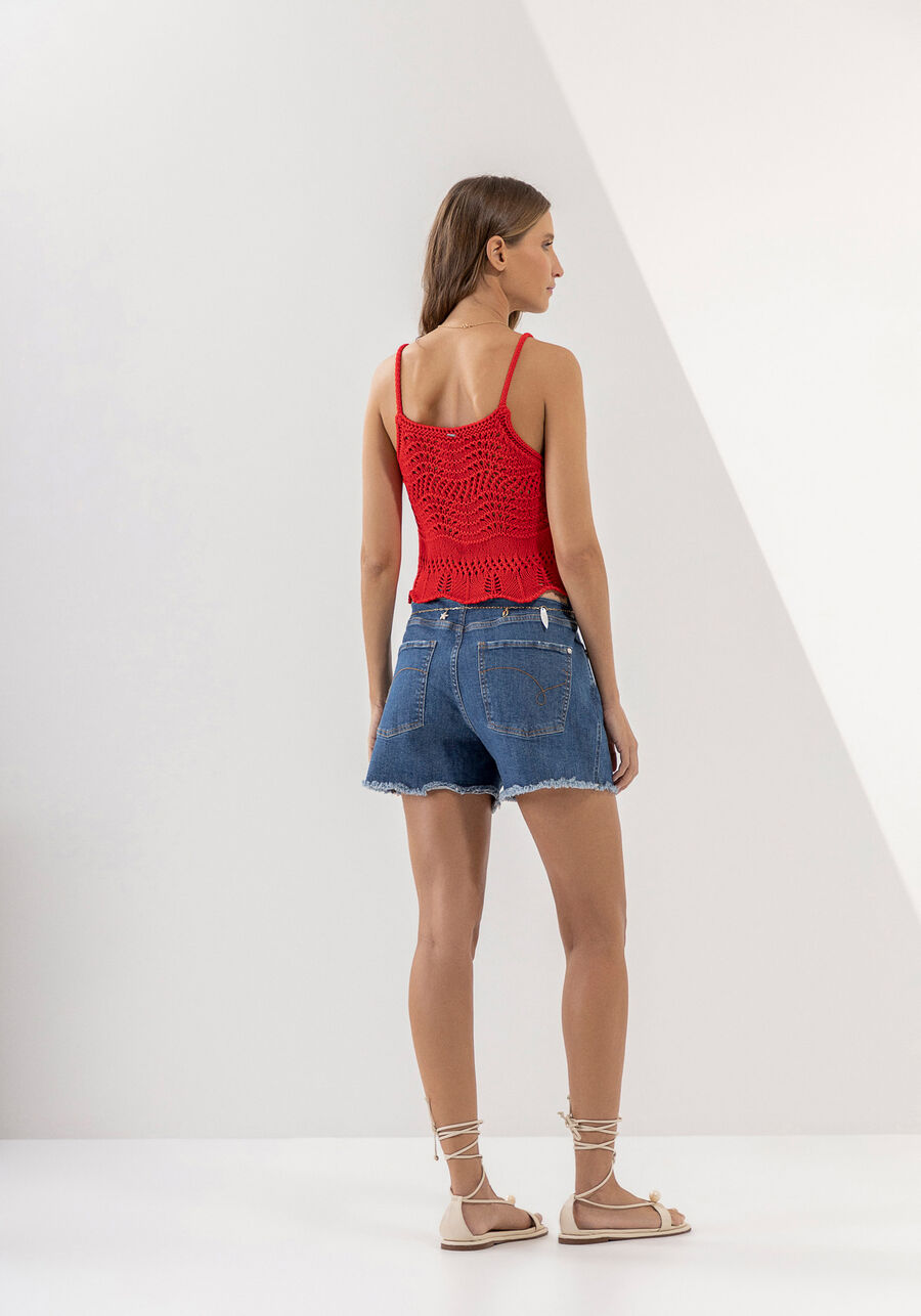 Blusa Halter Neck em Tricô com Detalhe Trama, VERMELHO ACEROLA, large.