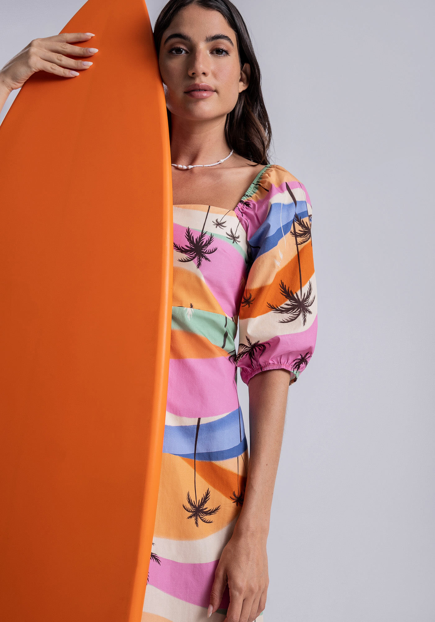 Vestido Curto em Tricoline com Decote Reto, VENTO, large.