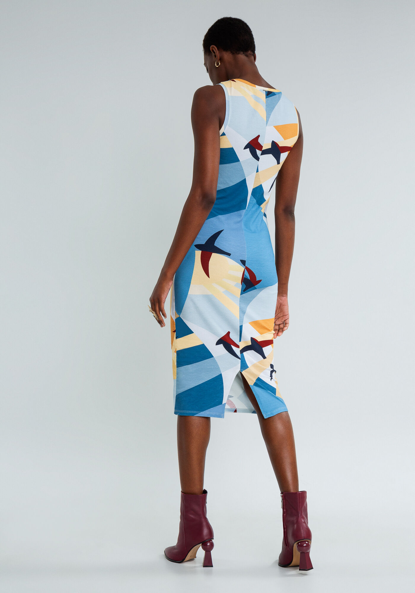 Vestido M&iacute;di Decote V Estampa, , large.