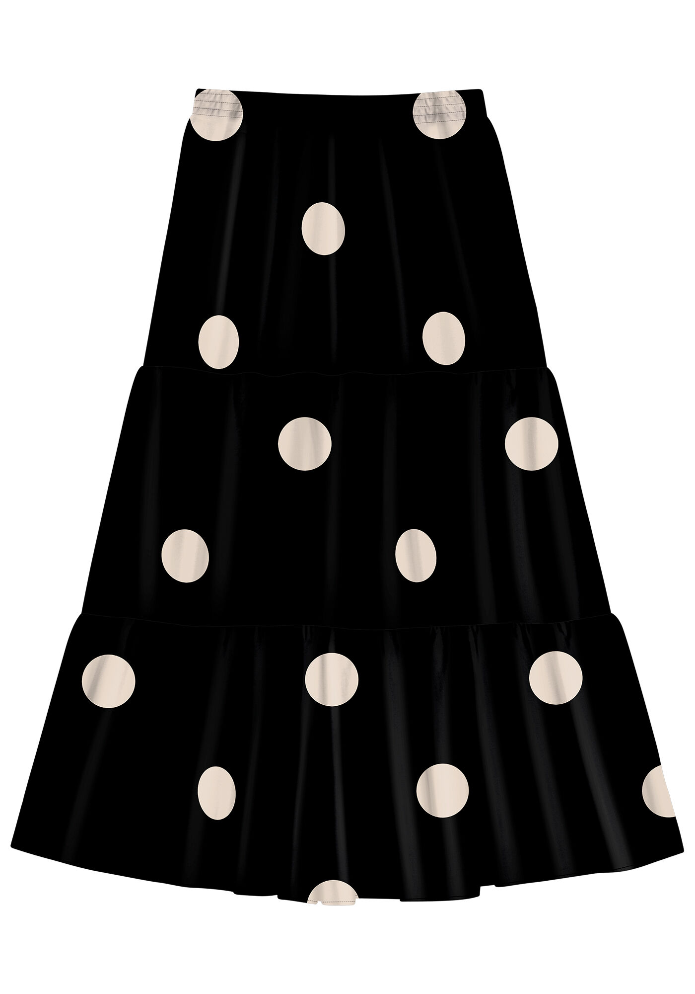 Saia Midi Estampada em Viscose com Babados, , large.