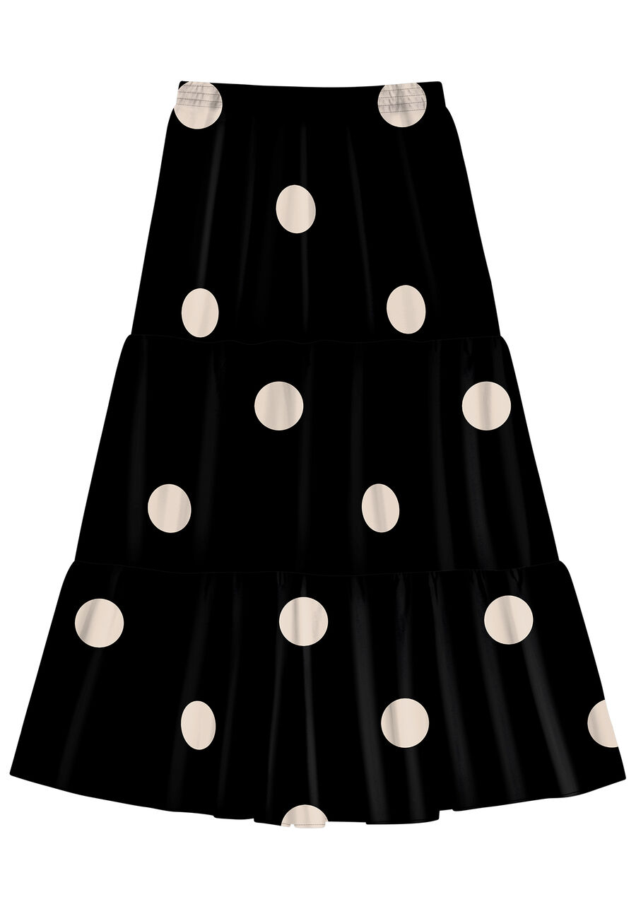 Saia Midi Estampada em Viscose com Babados, . Saia Midi Estampada em Viscose com Babados, , large.