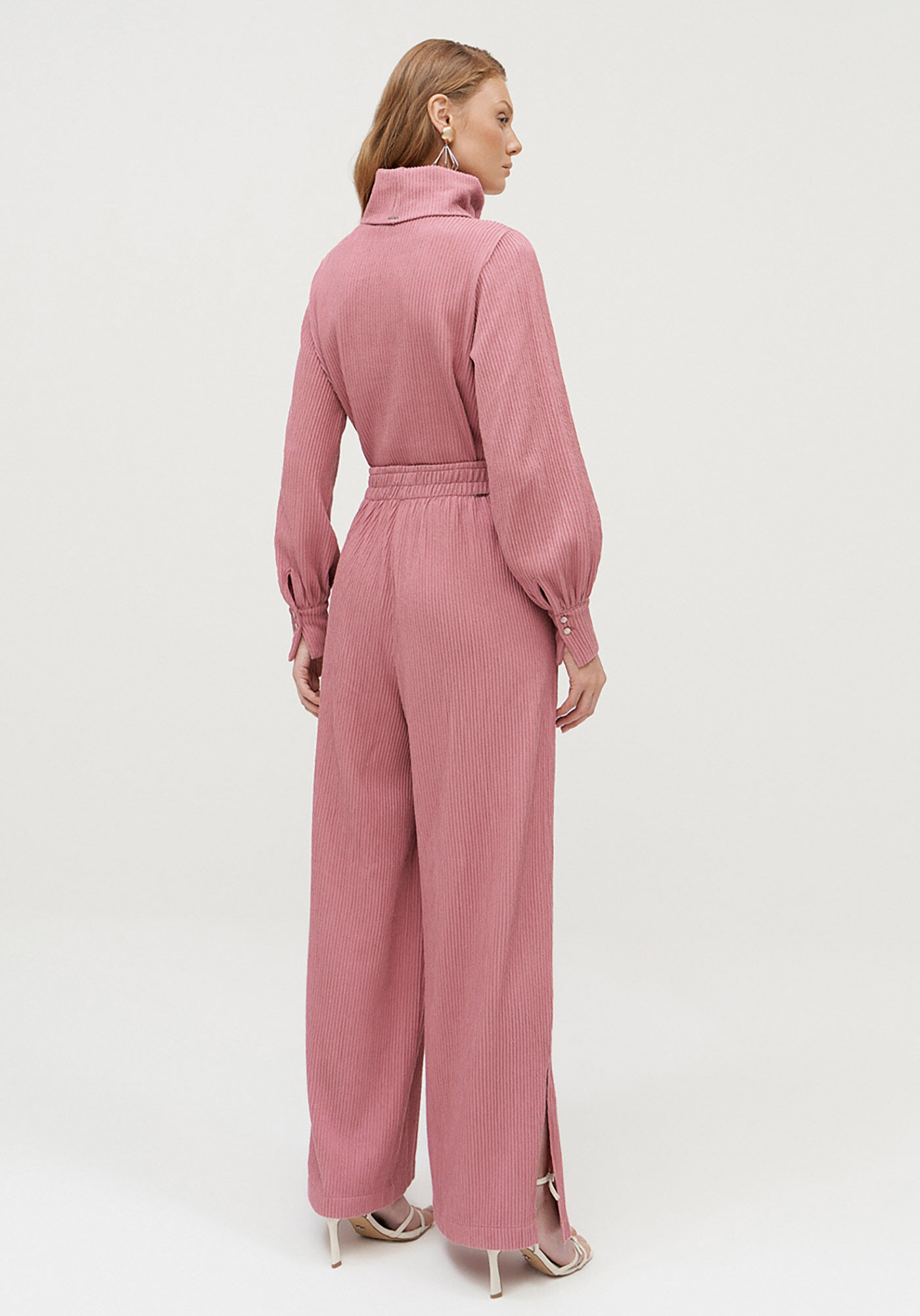 Cal&ccedil;a Pantalona em Malha com Bolsos, ROSA ARABESQUE, large.