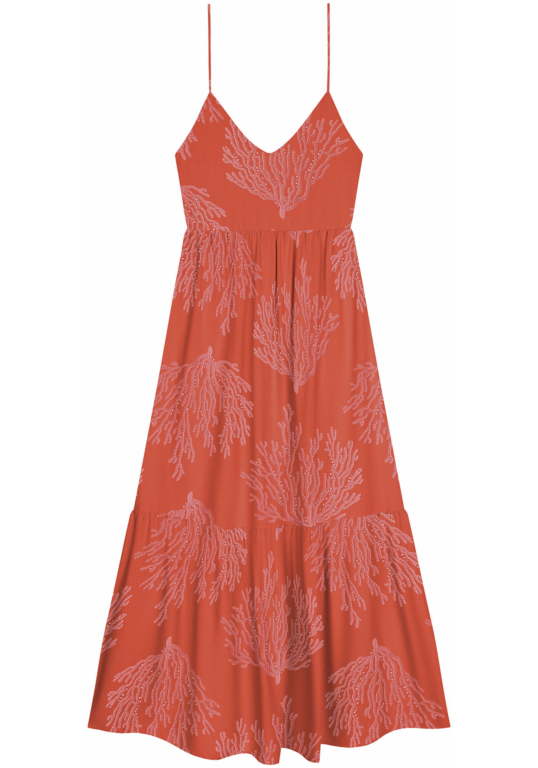 Vestido Midi em Viscose com Amarração Costas, CORAIS. Vestido Midi em Viscose com Amarração Costas, CORAIS, large.