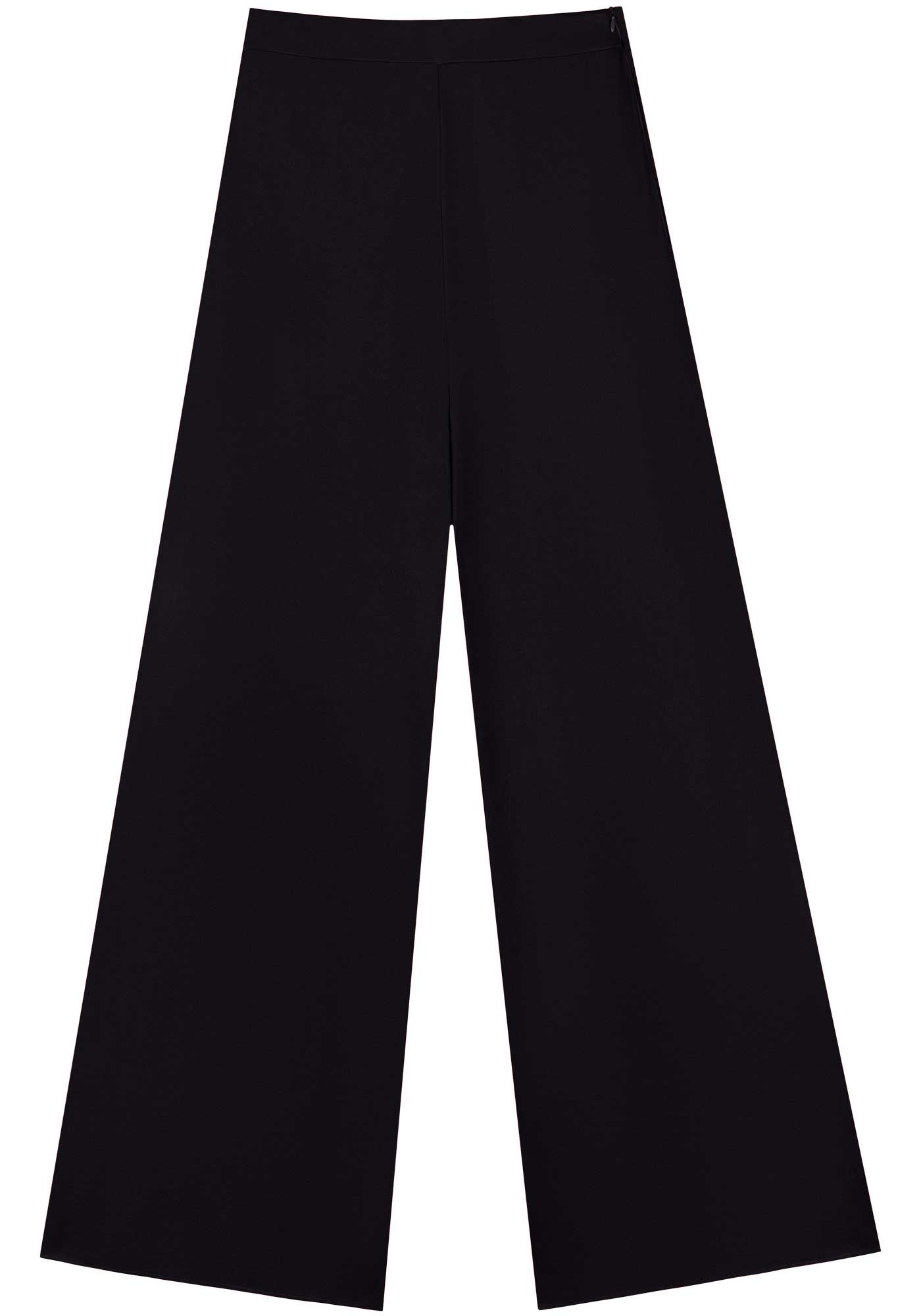 Cal&ccedil;a Pantalona Com Cintura Alta Em Crepe De Viscose, , large.