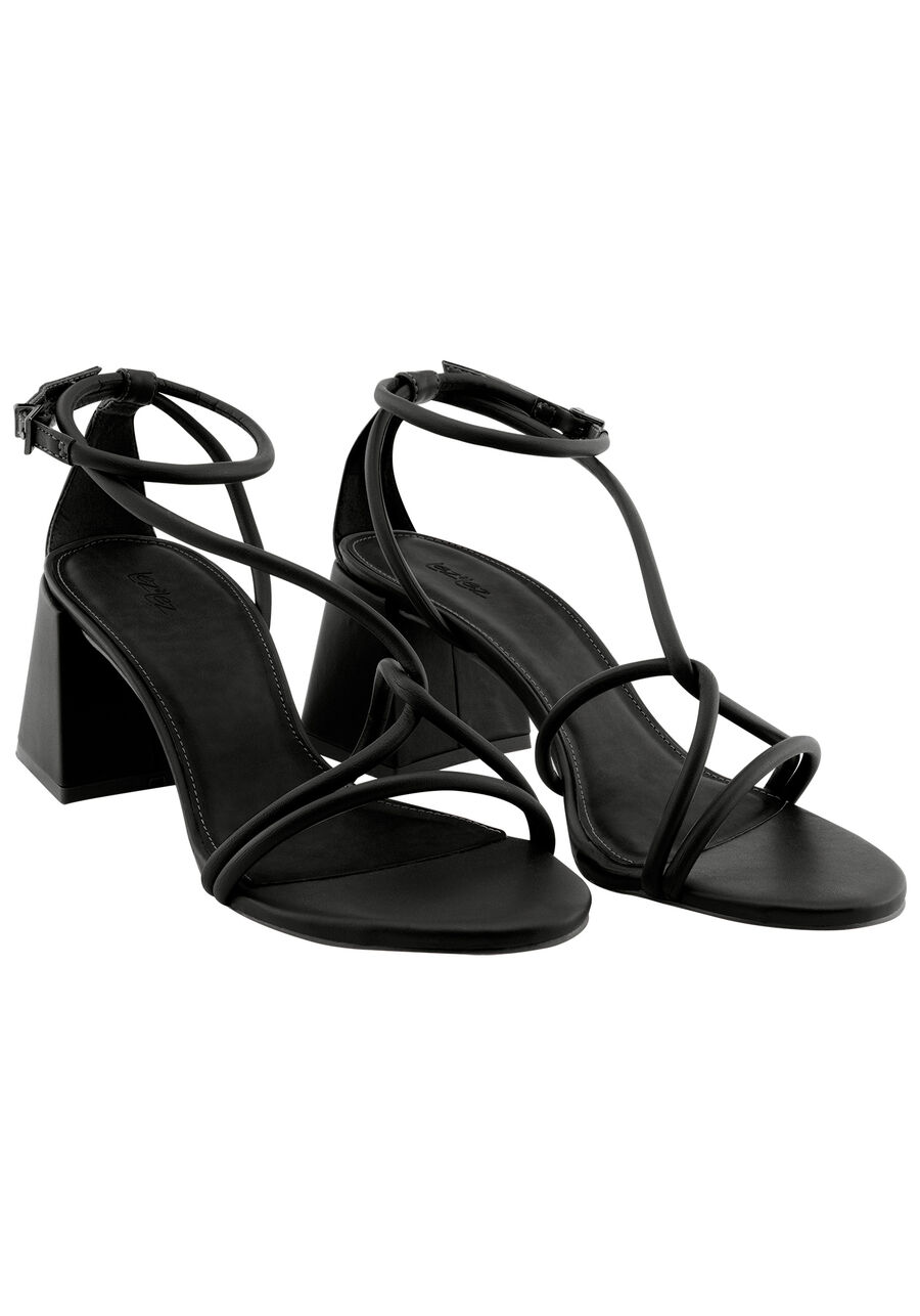 Sandália Salto Bloco Médio com Tiras, . Sandália Salto Bloco Médio com Tiras, , large.