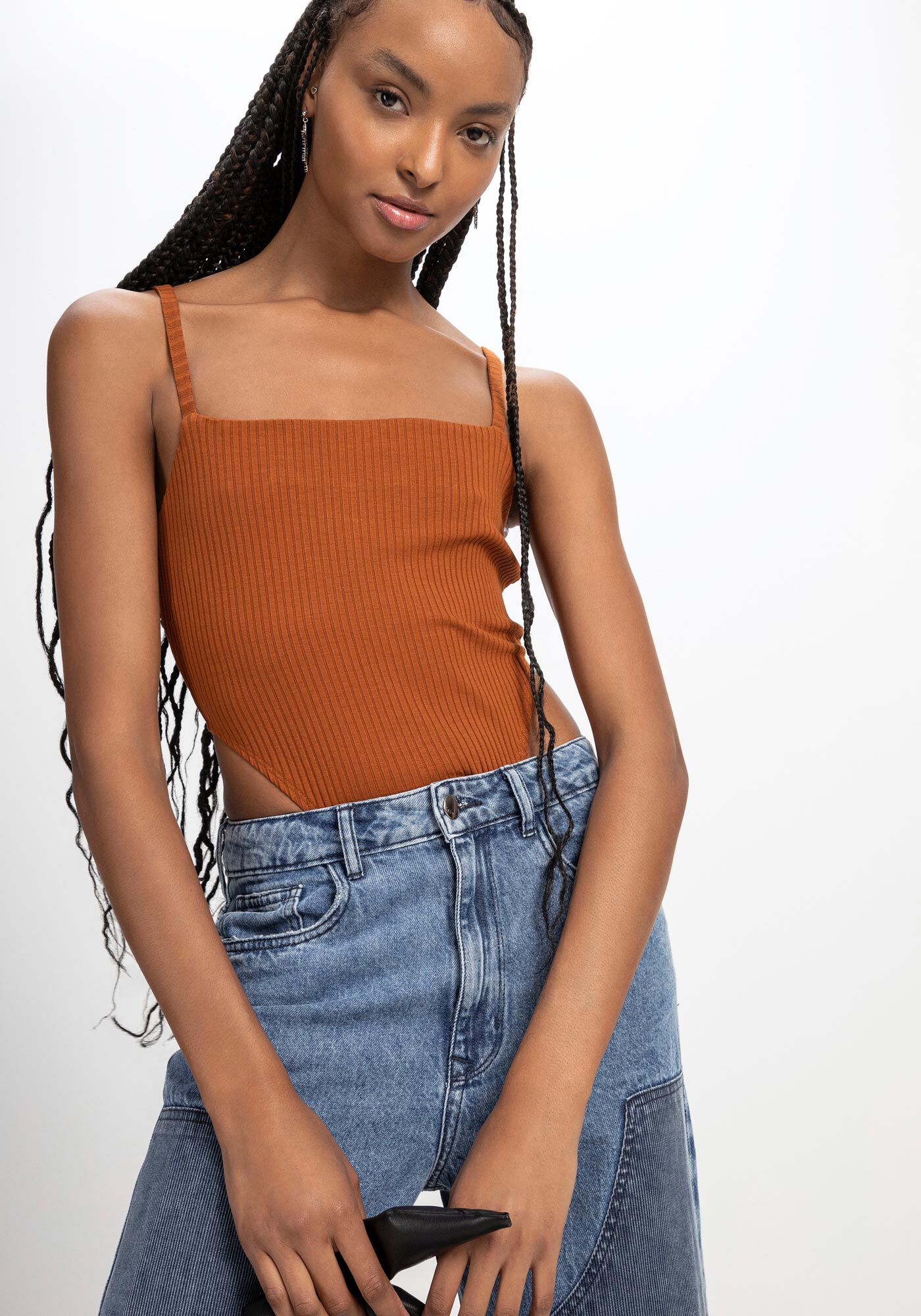 Body Cavado em Malha com Sobreposi&ccedil;&atilde;o, , large.