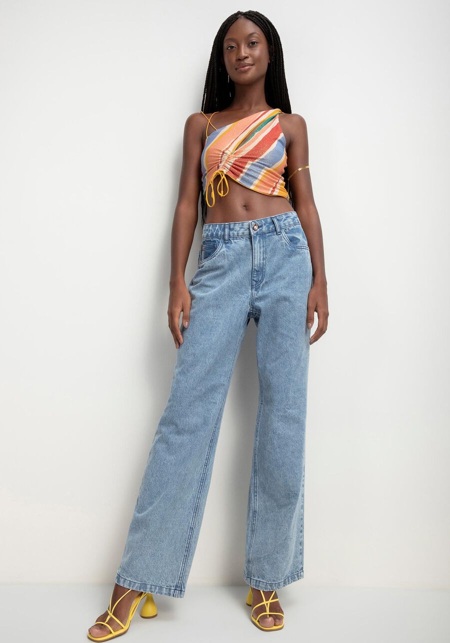 Calça Jeans Wide Leg com Cintura Baixa, . Calça Jeans Wide Leg com Cintura Baixa, , large.
