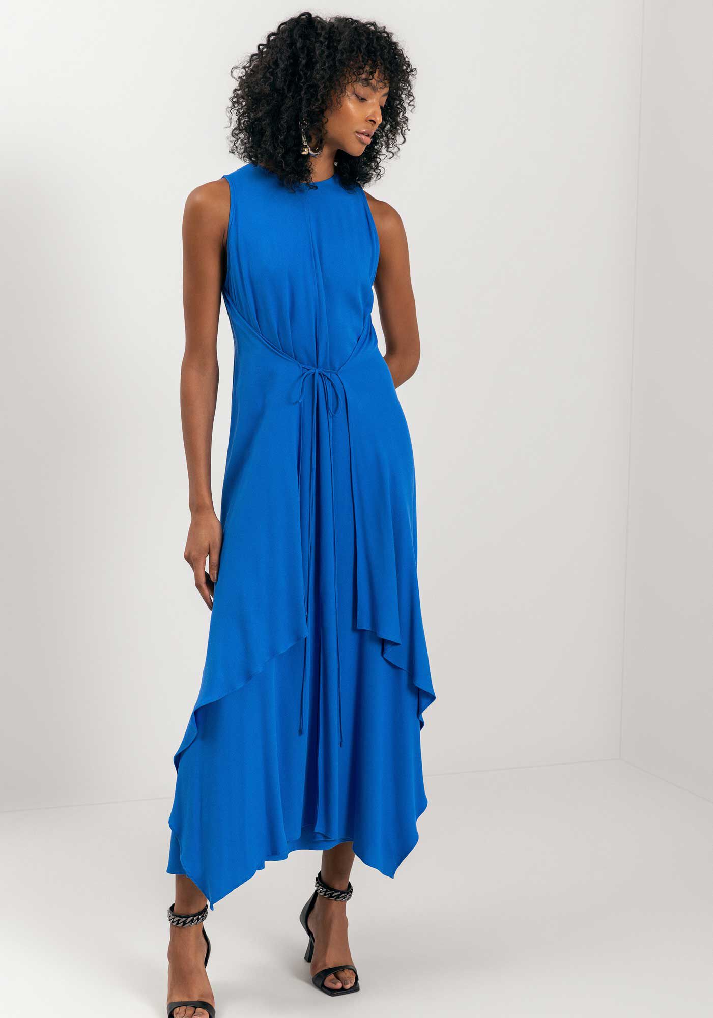 Vestido Ch&aacute; Fluido Com Amarra&ccedil;&atilde;o, , large.