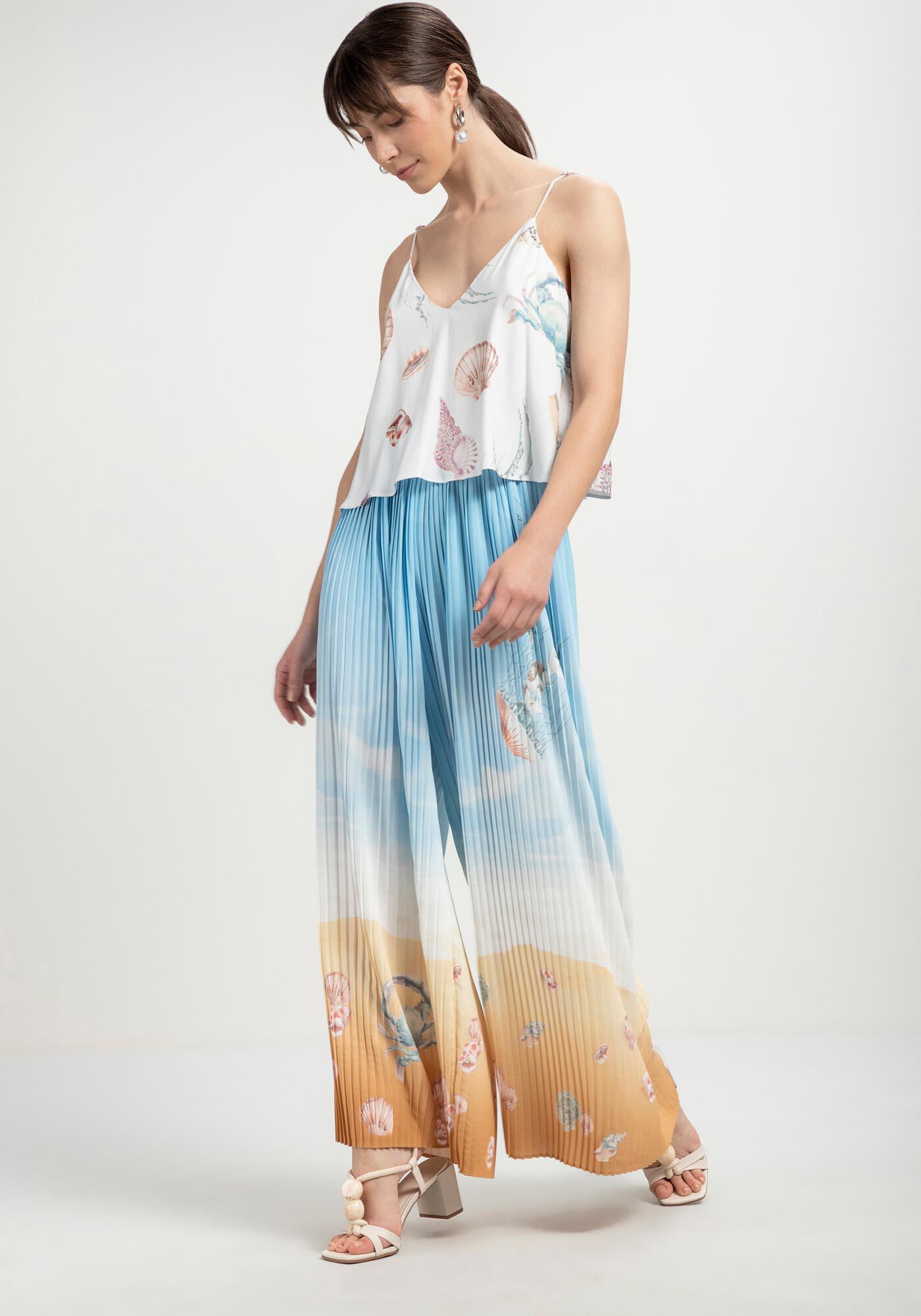 Blusa com Al&ccedil;a Estampada em Crepe, MILLOR, large.