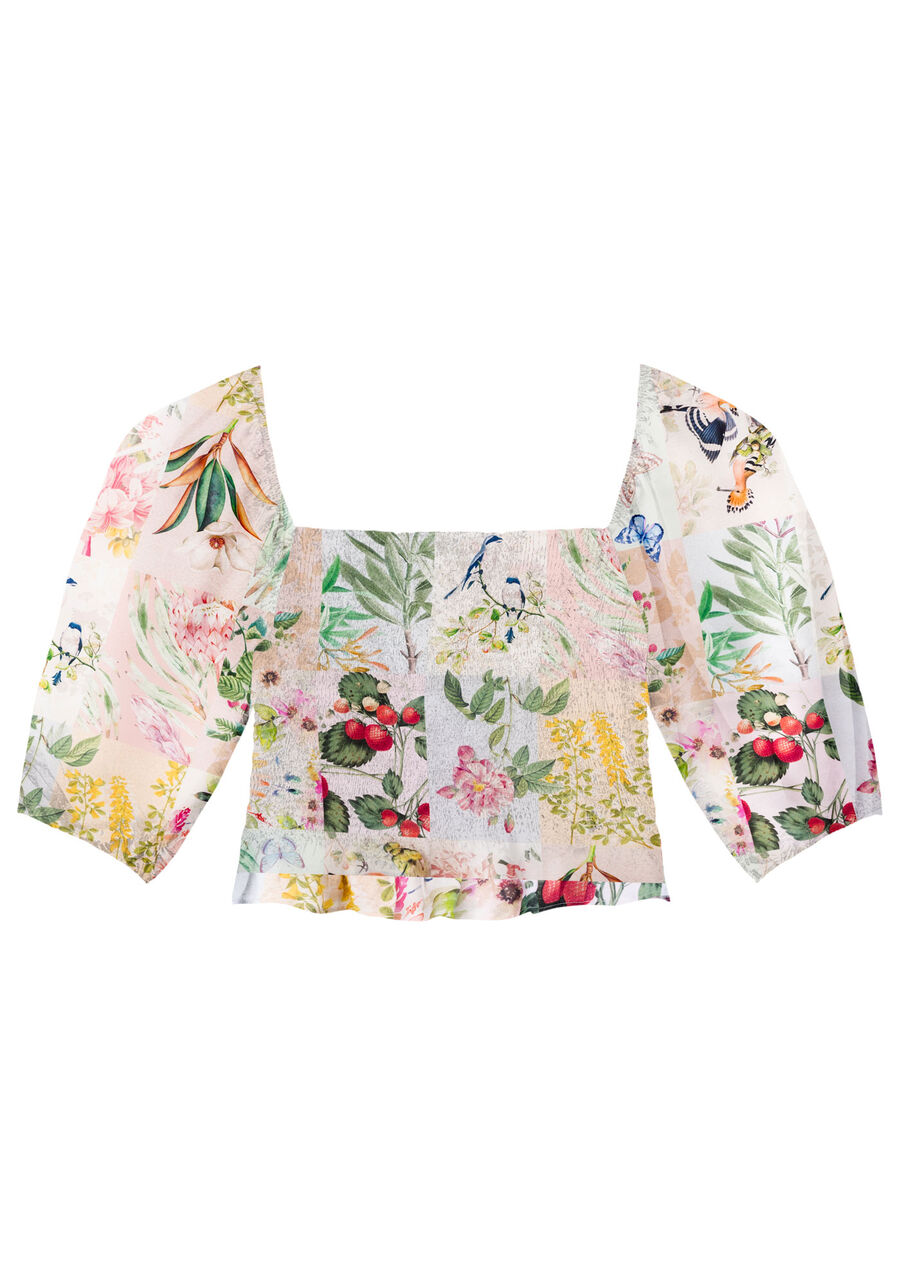 Blusa Manga Bufante em Viscose com Lastex, . Blusa Manga Bufante em Viscose com Lastex, , large.