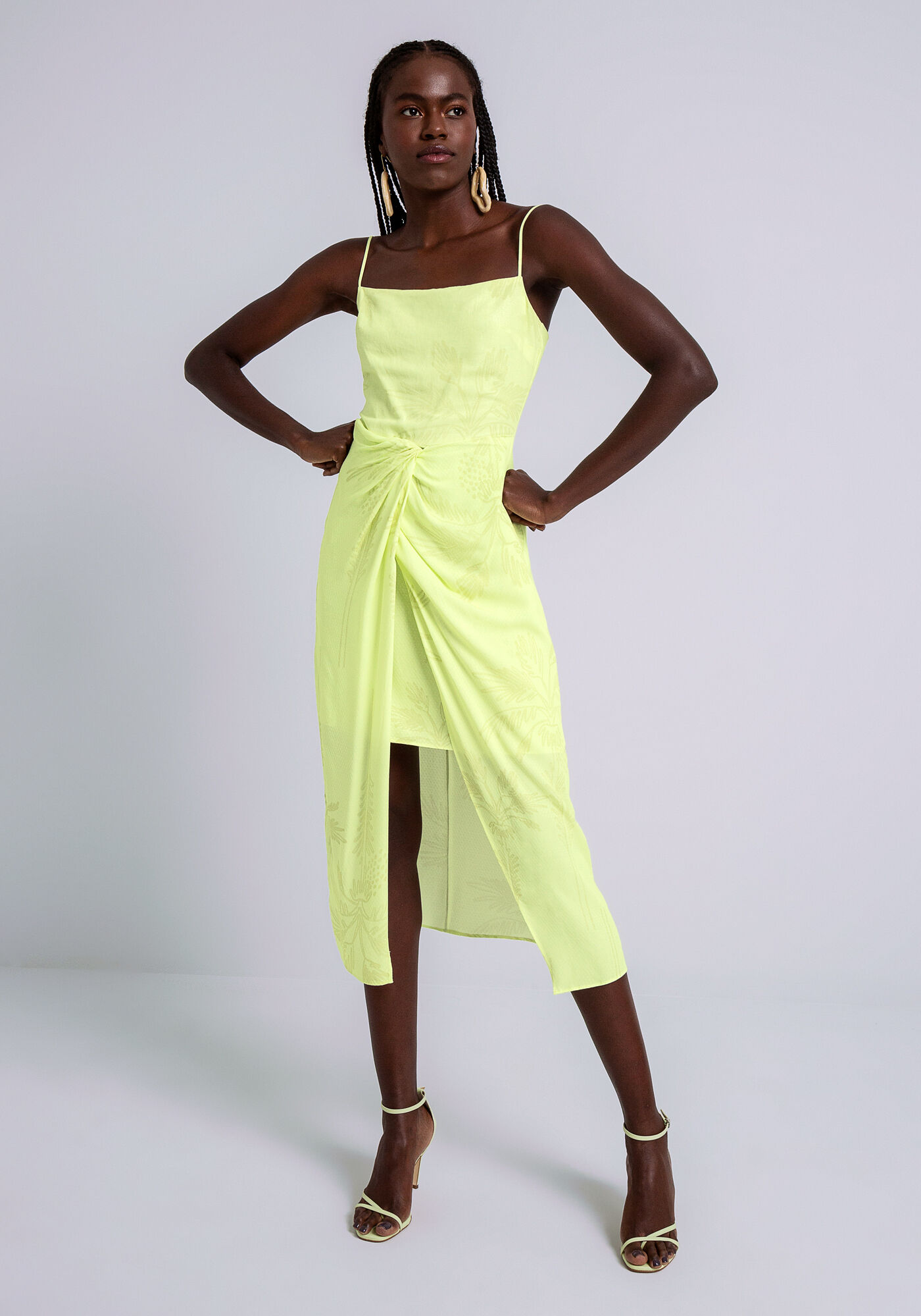 Vestido Midi em Viscose com Sobreposi&ccedil;&atilde;o, DENDE, large.