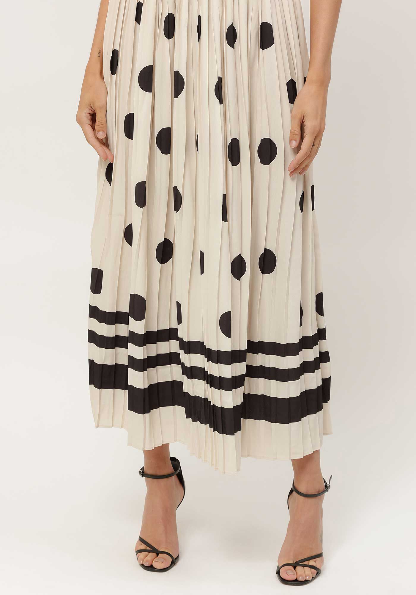 Saia Midi Plissada Estampada com Cintura Alta, , large.