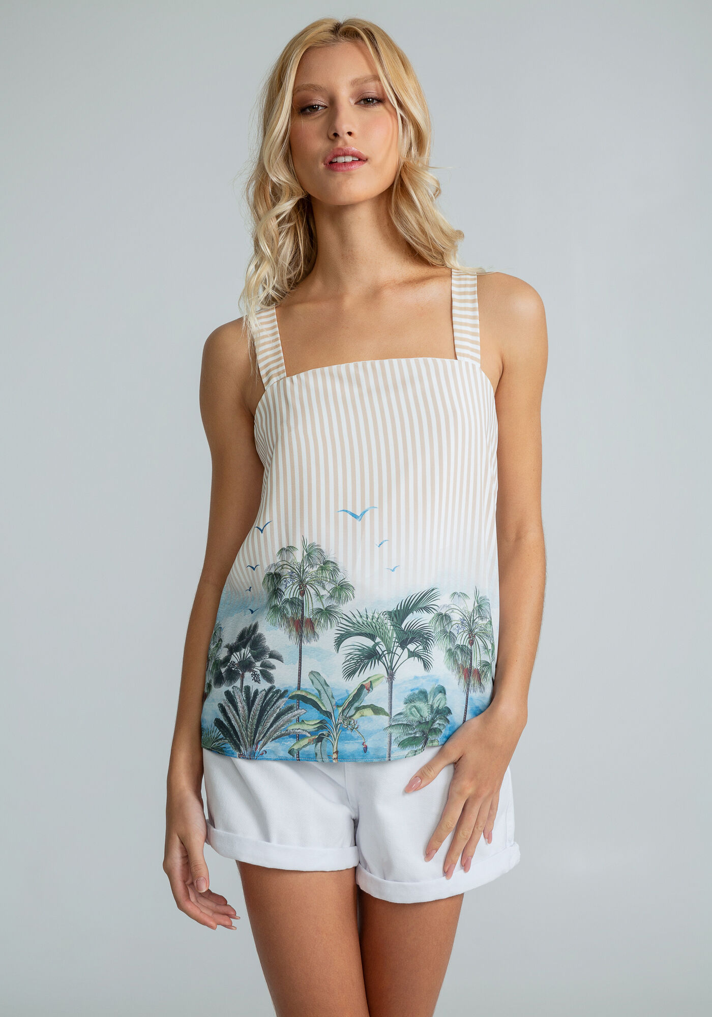 Blusa com Al&ccedil;as Faixa Estampa, , large.