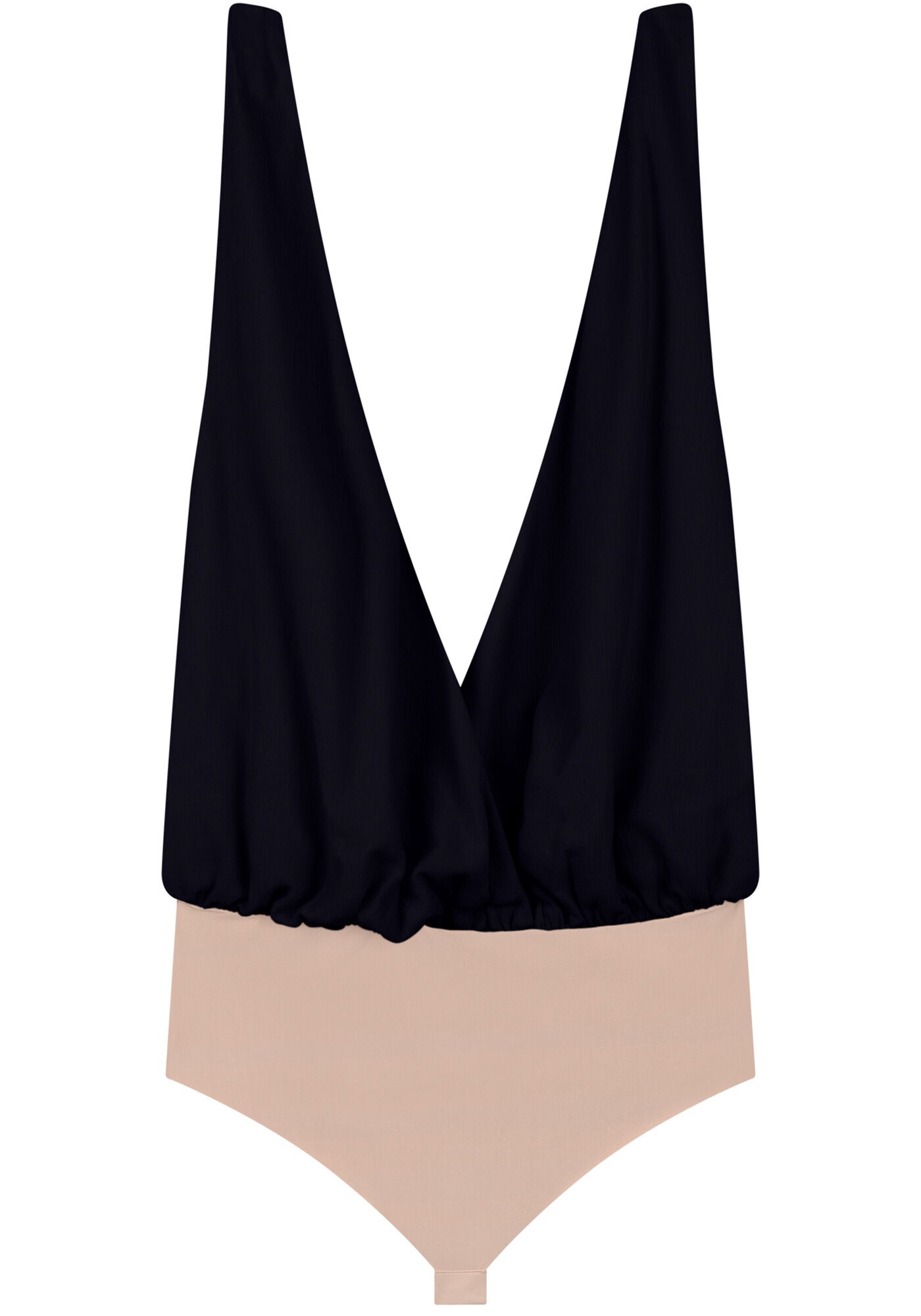 Body Frente &Uacute;nica Com Decote Em V E Amarra&ccedil;&atilde;o Posterior, PRETO, large.