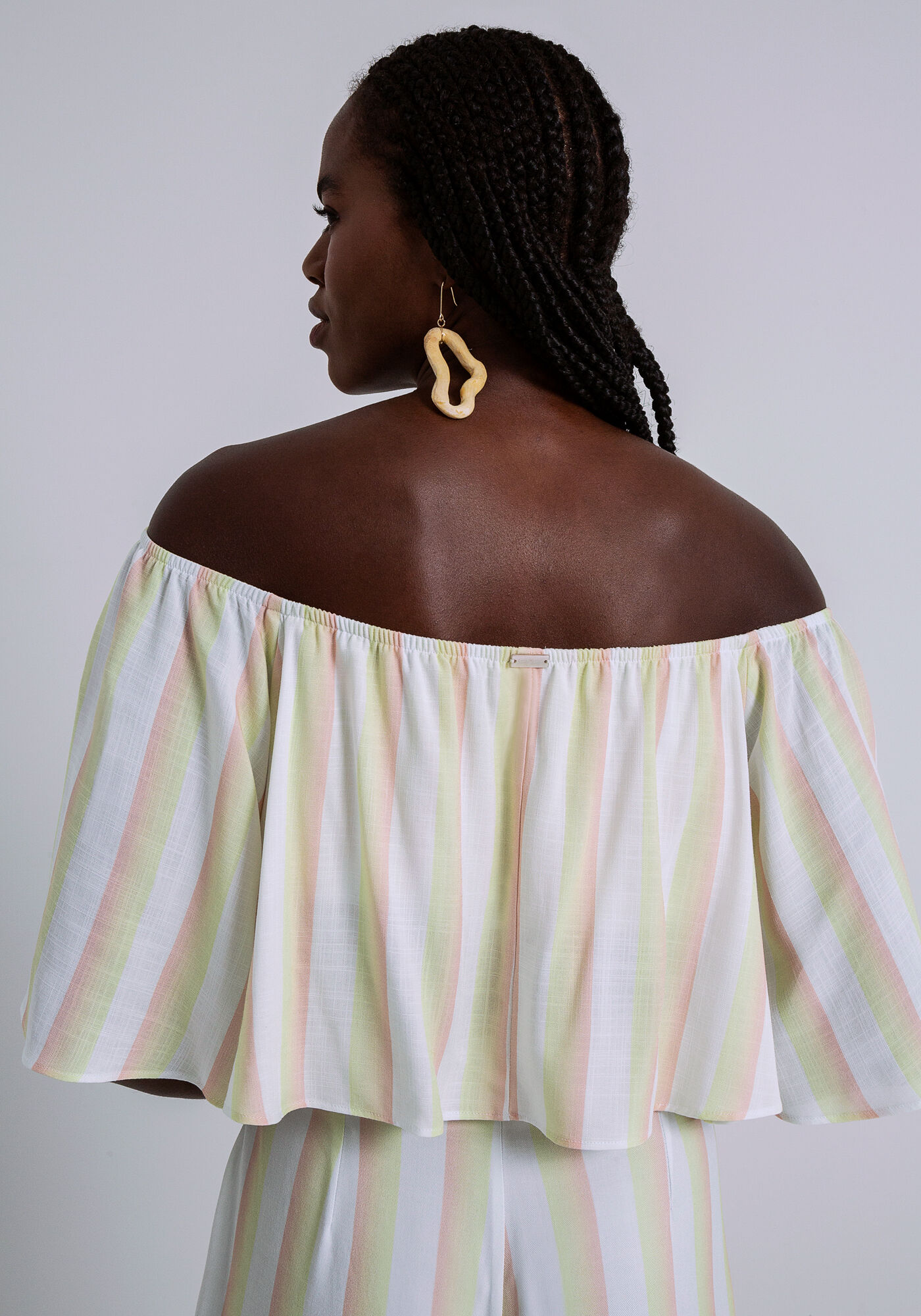 Blusa Ombro a Ombro Tecido Rayon Twill Cropped, BELO JARDIM, large.