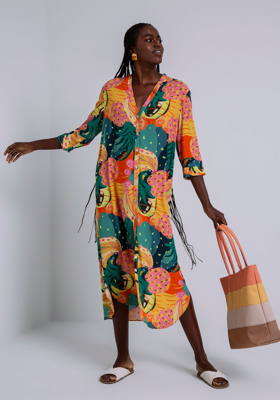 Camisa Chemise Saída de Praia em Viscose, . Camisa Chemise Saída de Praia em Viscose, , large.