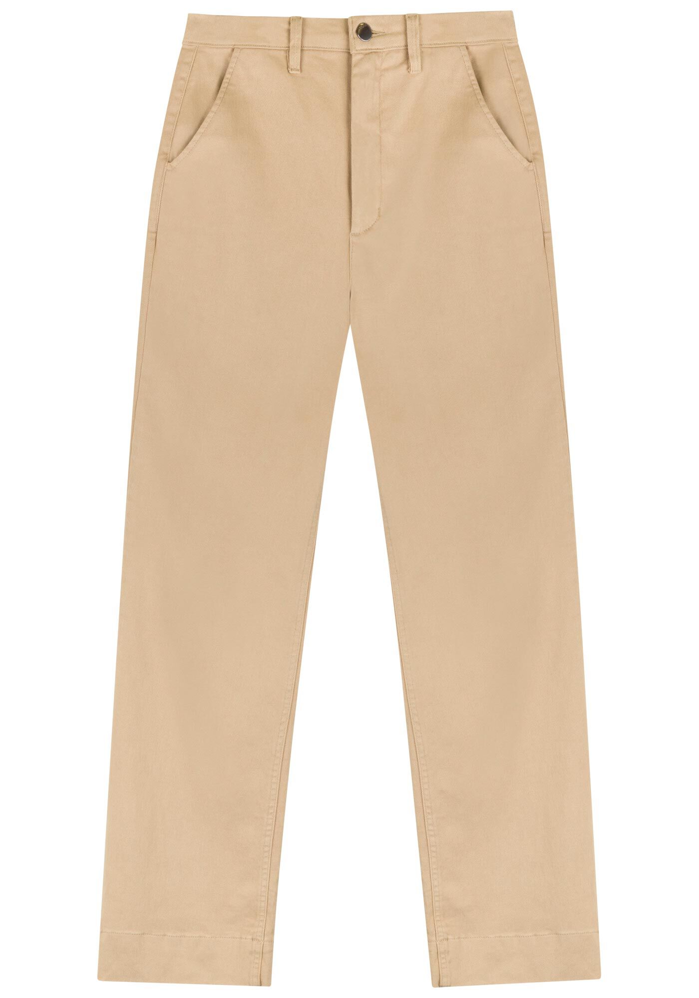 Cal&ccedil;a Reta Com Cintura Alta Em Sarja Com Elastano, , large.