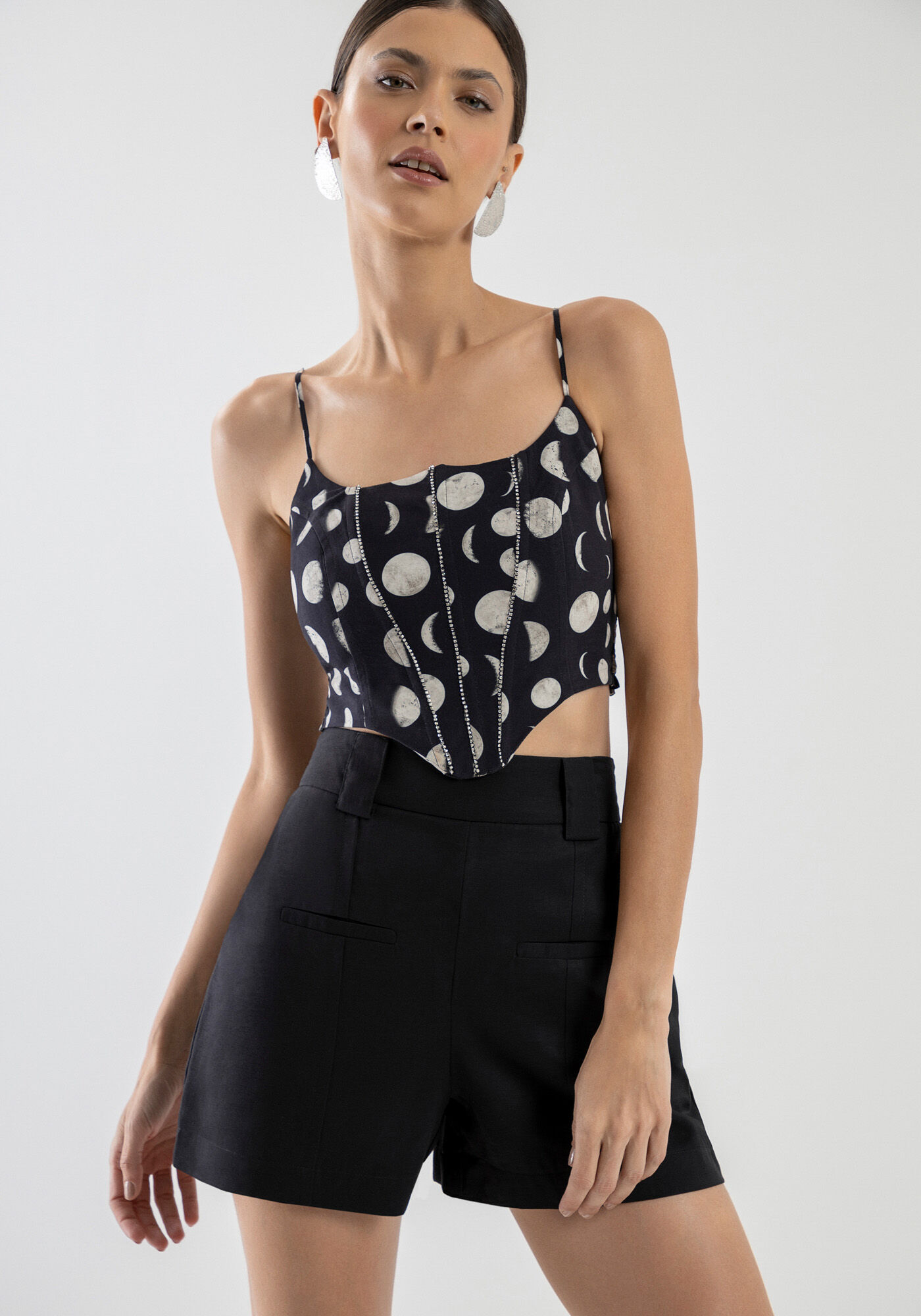 Blusa Corset Cropped Estampada, , large.