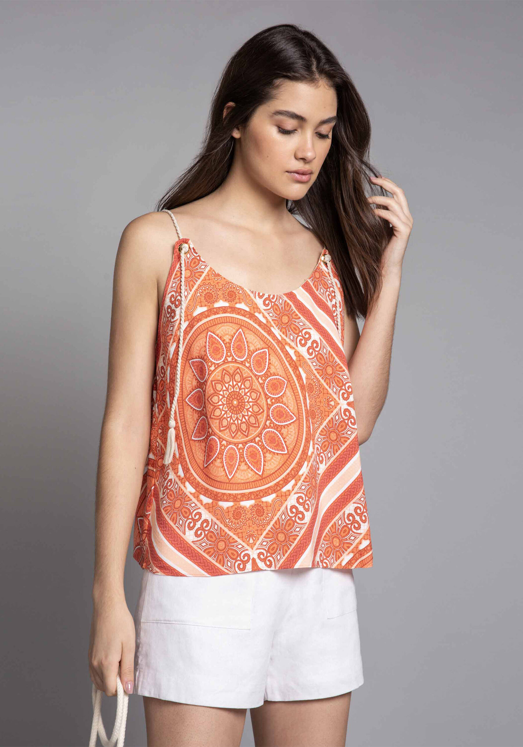 Blusa com Alças Estampa, . Blusa com Alças Estampa, , large.