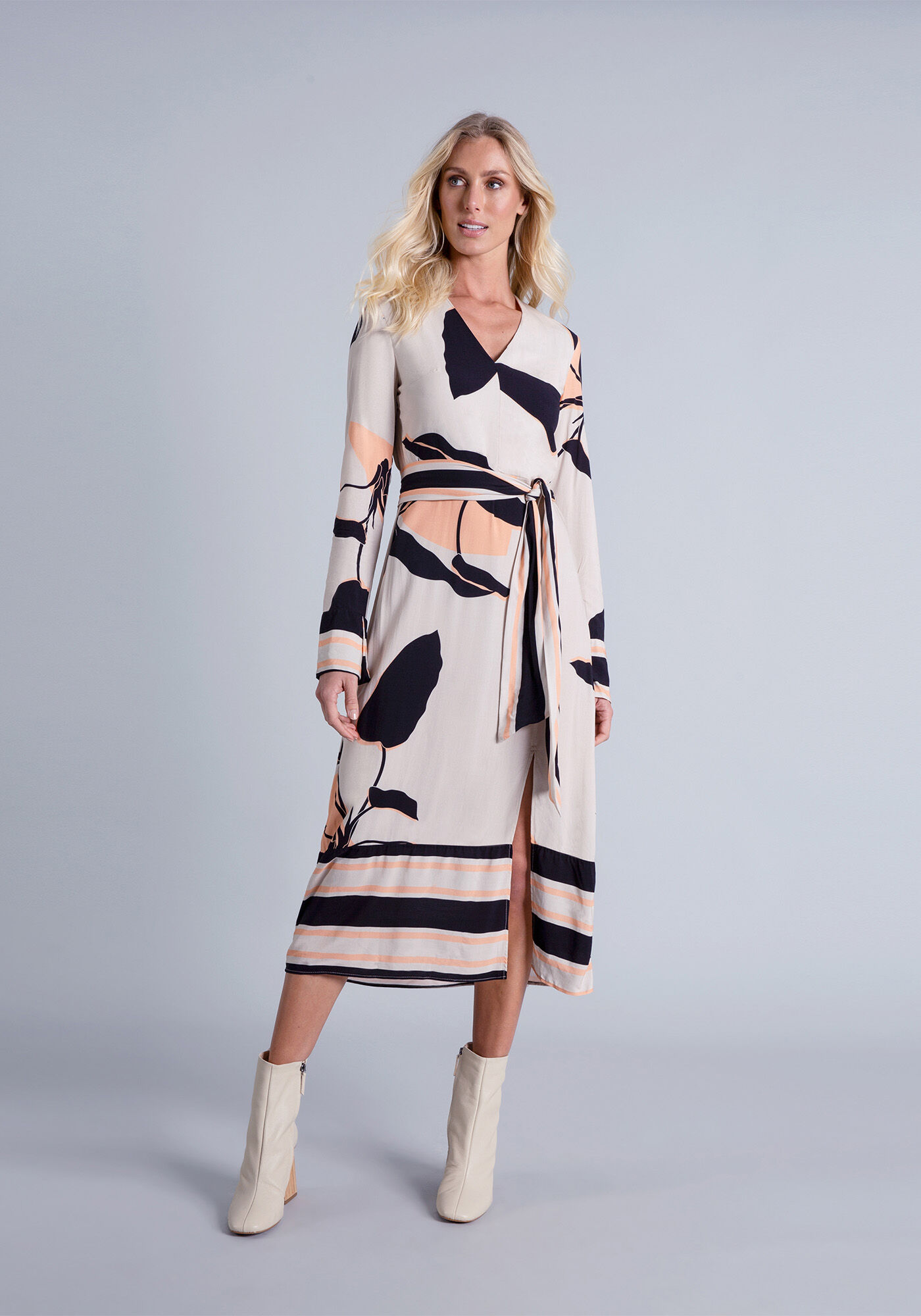 Vestido Manga Longa M&iacute;di Estampa, , large.